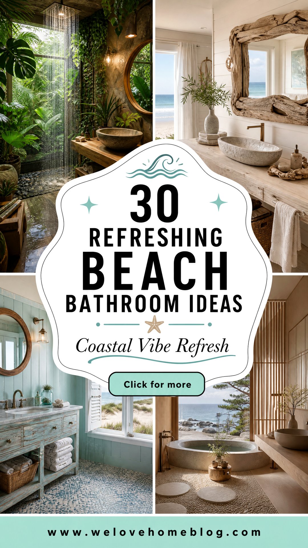 30 Refreshing Beach Bathroom Ideas for a Coastal Vibe - 30 Refreshing Beach Bathroom Ideas for a Coastal Vibe