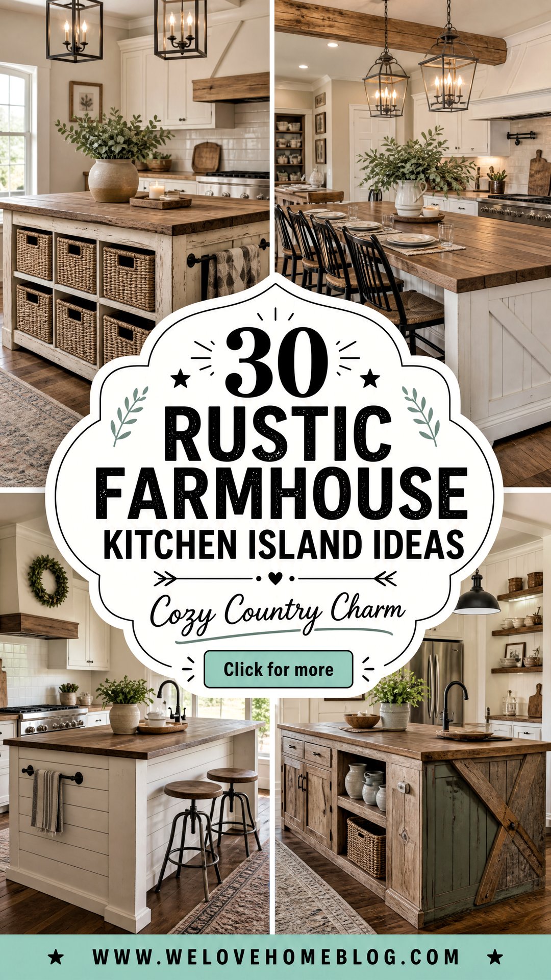 30 Rustic Farmhouse Kitchen Island Ideas for Your Home - 30 Rustic Farmhouse Kitchen Island Ideas for Your Home