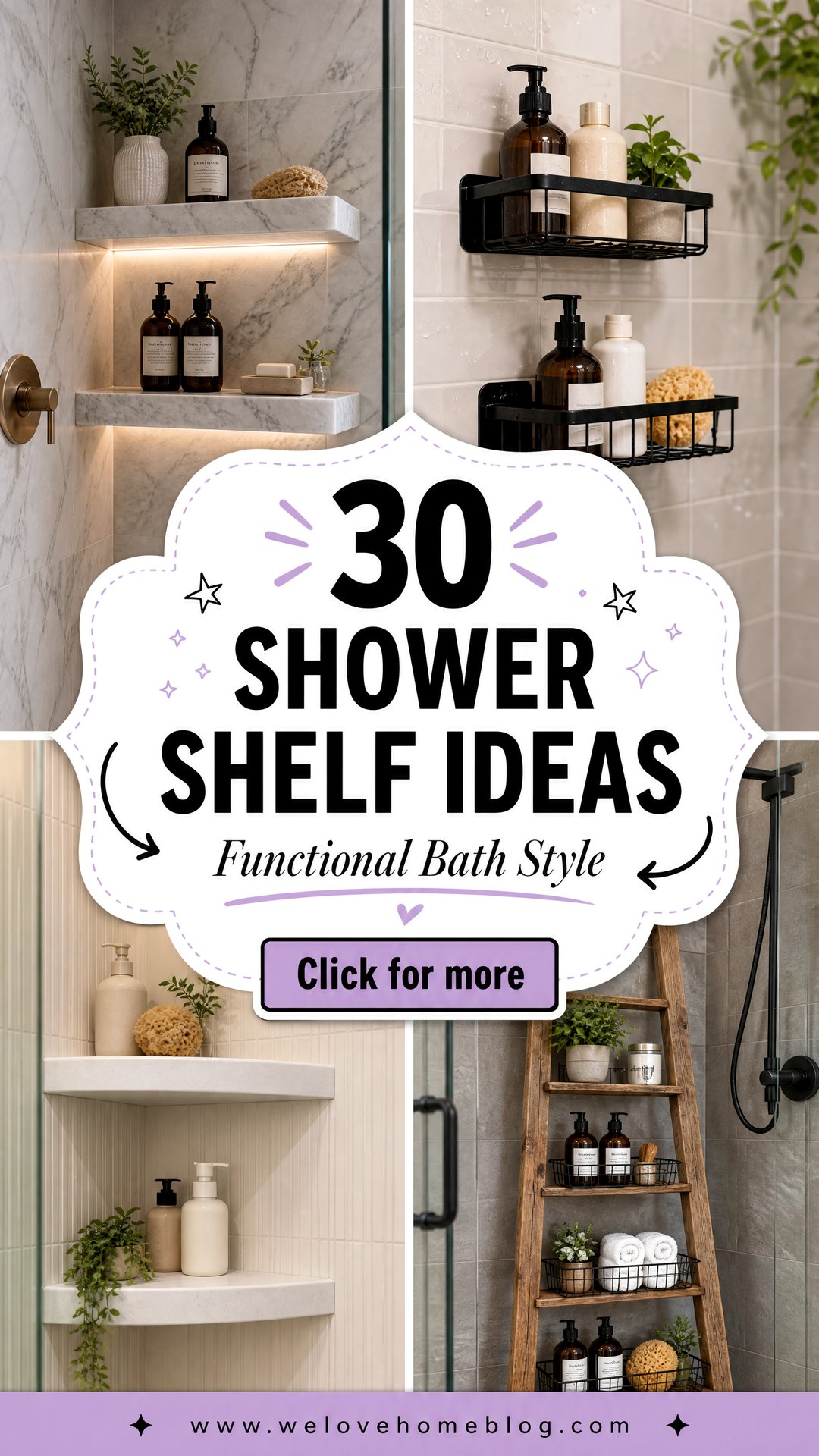 30 Shower Shelf Ideas for a More Functional Bath - 30 Shower Shelf Ideas for a More Functional Bath