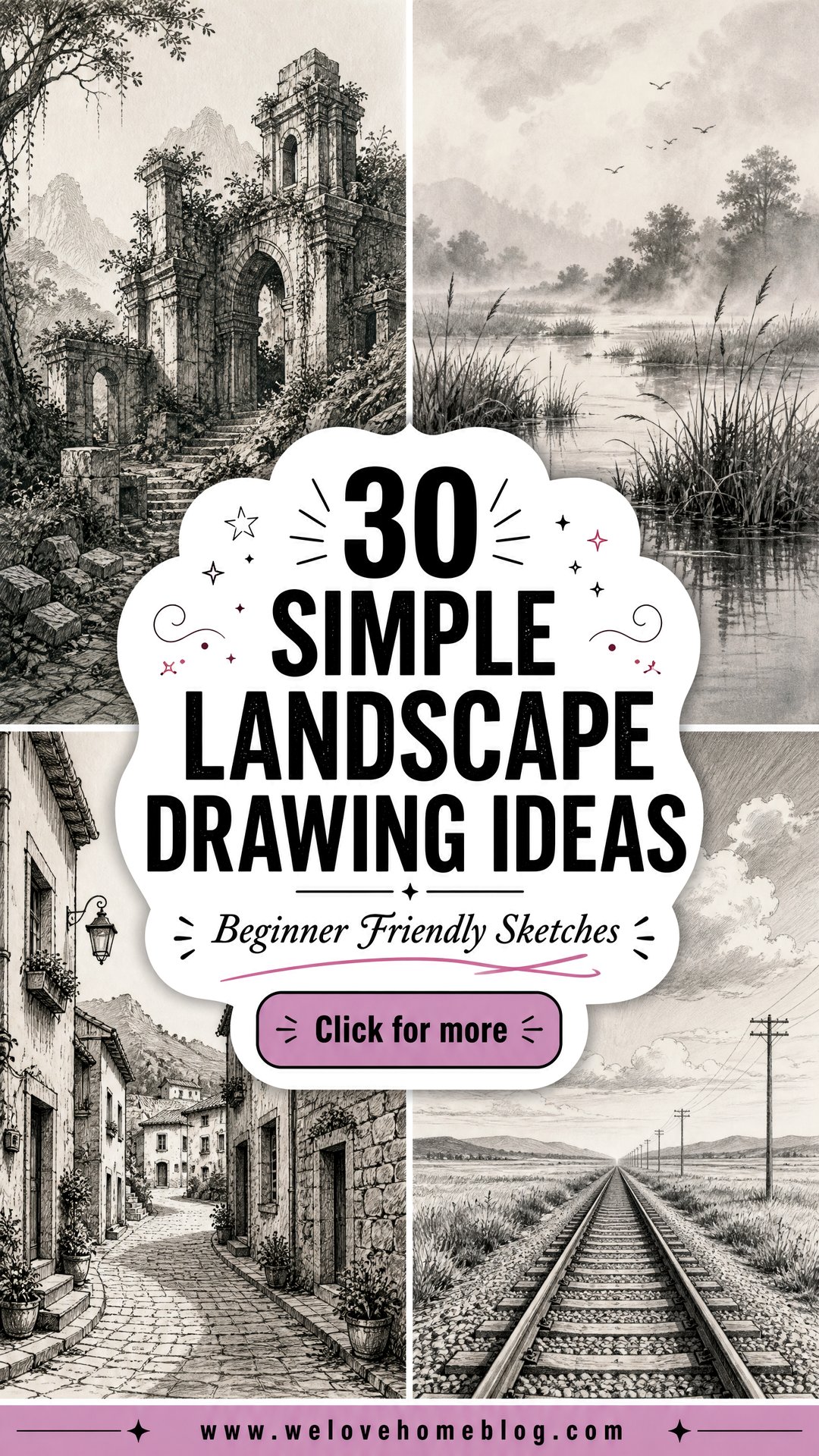 30 Simple Landscape Drawing Ideas for Beginners - 30 Simple Landscape Drawing Ideas for Beginners