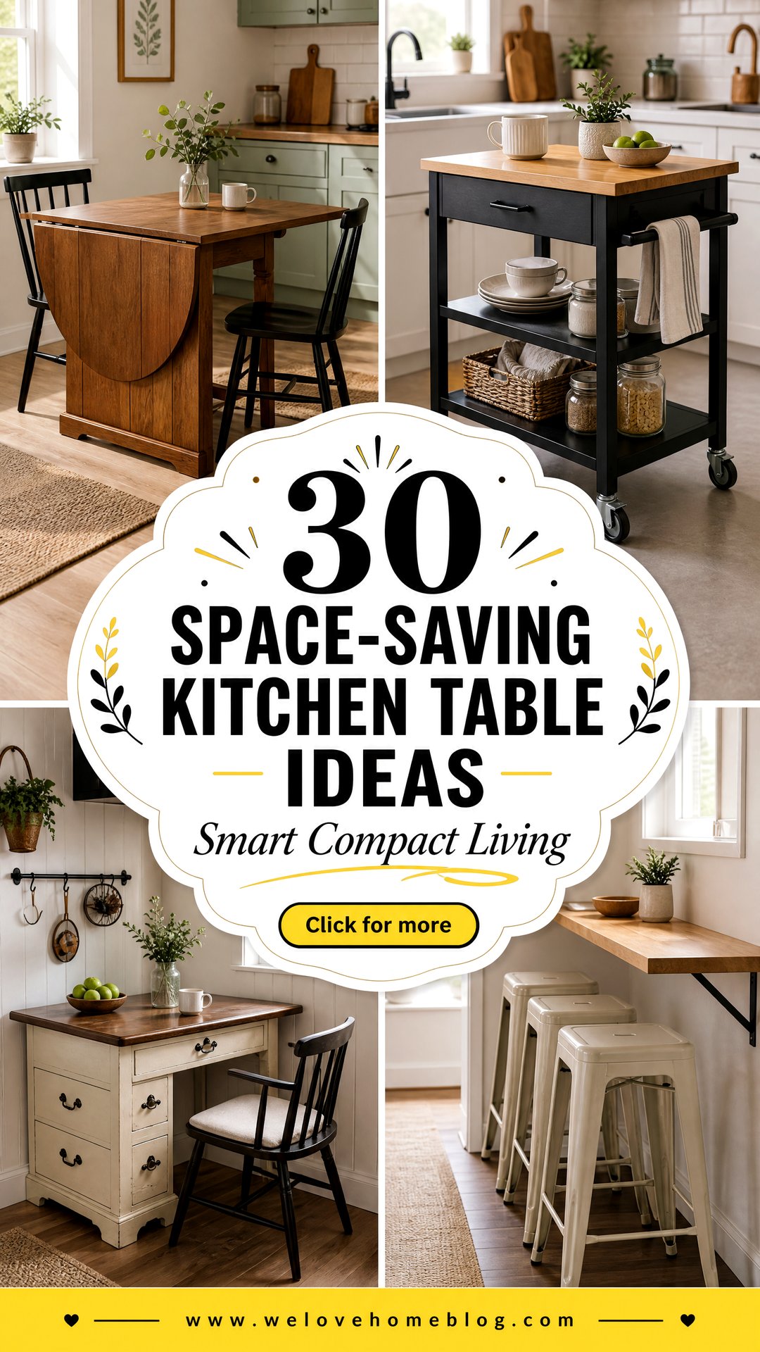30 Smart Space-Saving Kitchen Table Ideas for Homes - 30 Smart Space-Saving Kitchen Table Ideas for Homes