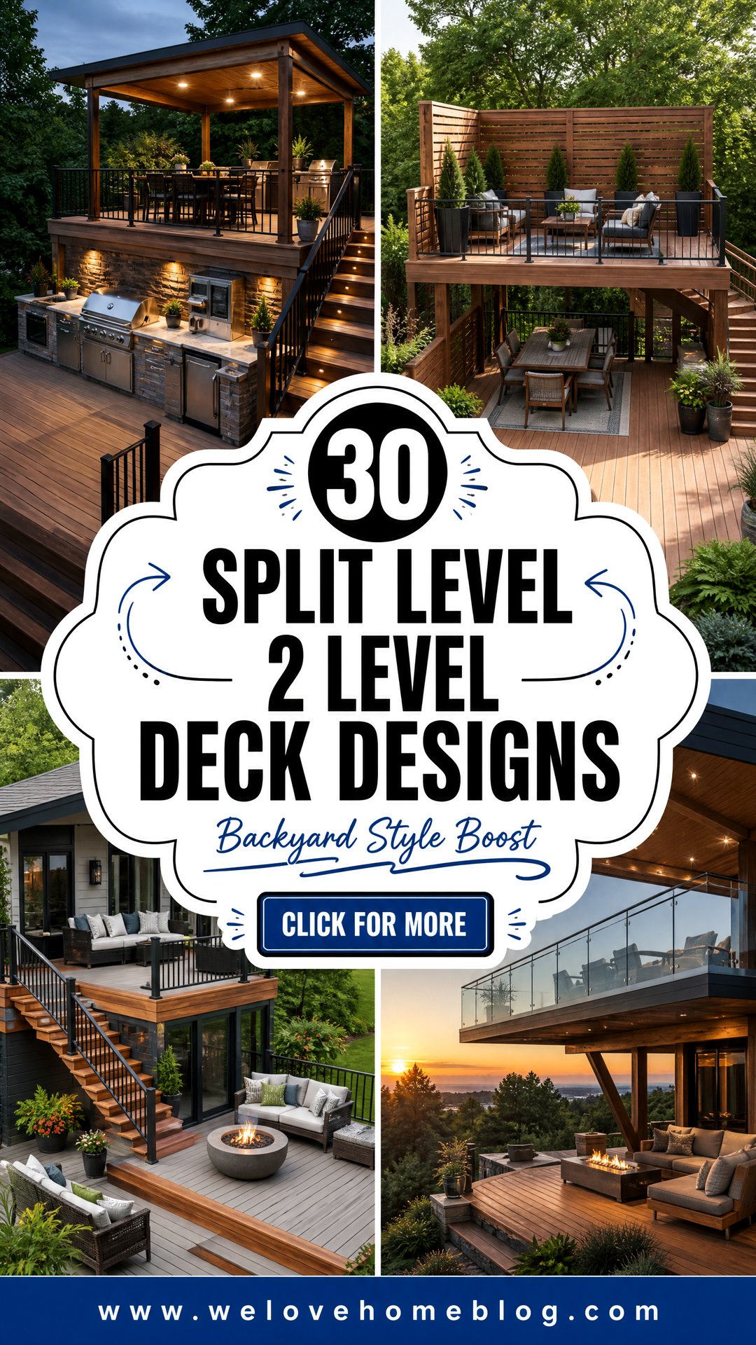 30 Split Level 2 Level Deck Designs for Your Backyard - 30 Split Level 2 Level Deck Designs for Your Backyard