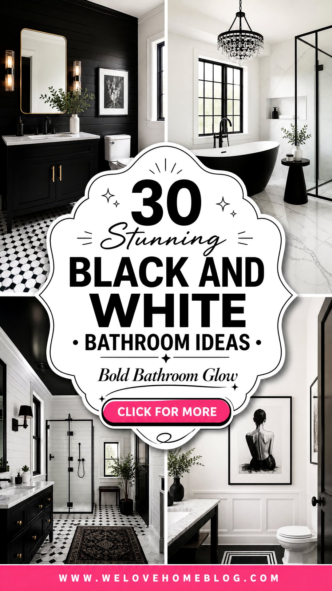 30 Stunning Black and White Bathroom Ideas for You - 30 Stunning Black and White Bathroom Ideas for You