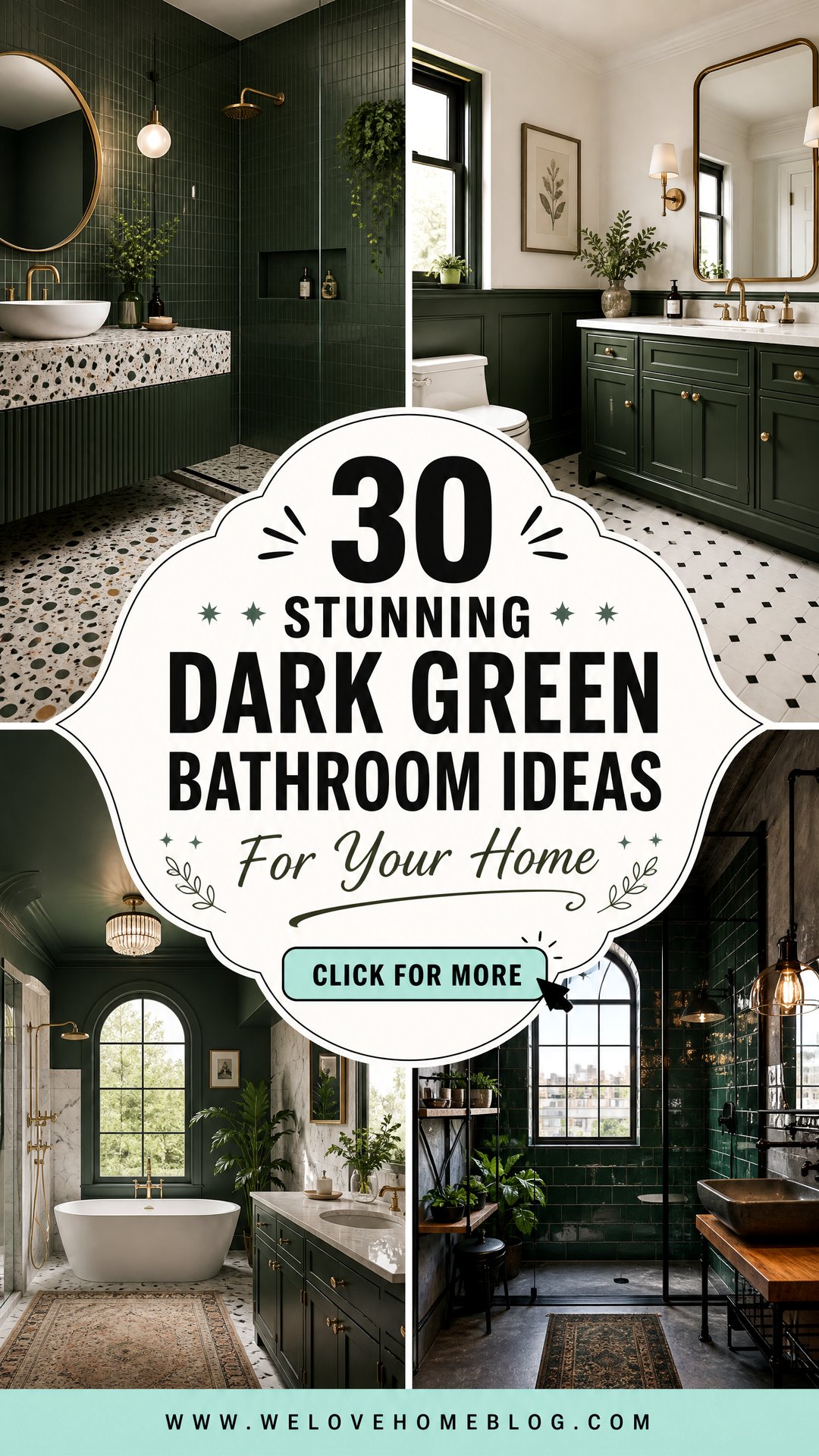 30 Stunning Dark Green Bathroom Ideas for Your Home - 30 Stunning Dark Green Bathroom Ideas for Your Home
