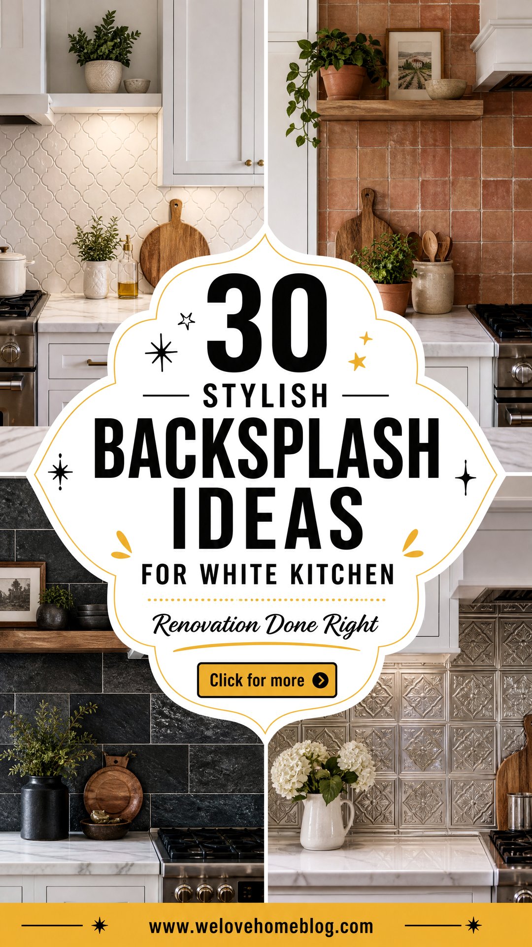 30 Stylish Backsplash Ideas for White Kitchen Renovations - 30 Stylish Backsplash Ideas for White Kitchen Renovations