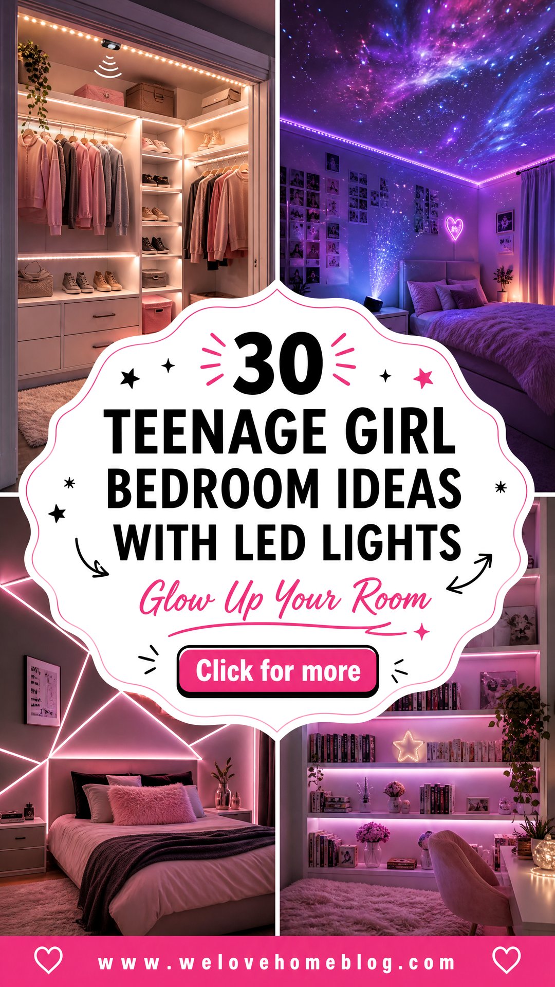 30 Teenage Girl Bedroom Ideas With LED Lights - 30 Teenage Girl Bedroom Ideas With LED Lights