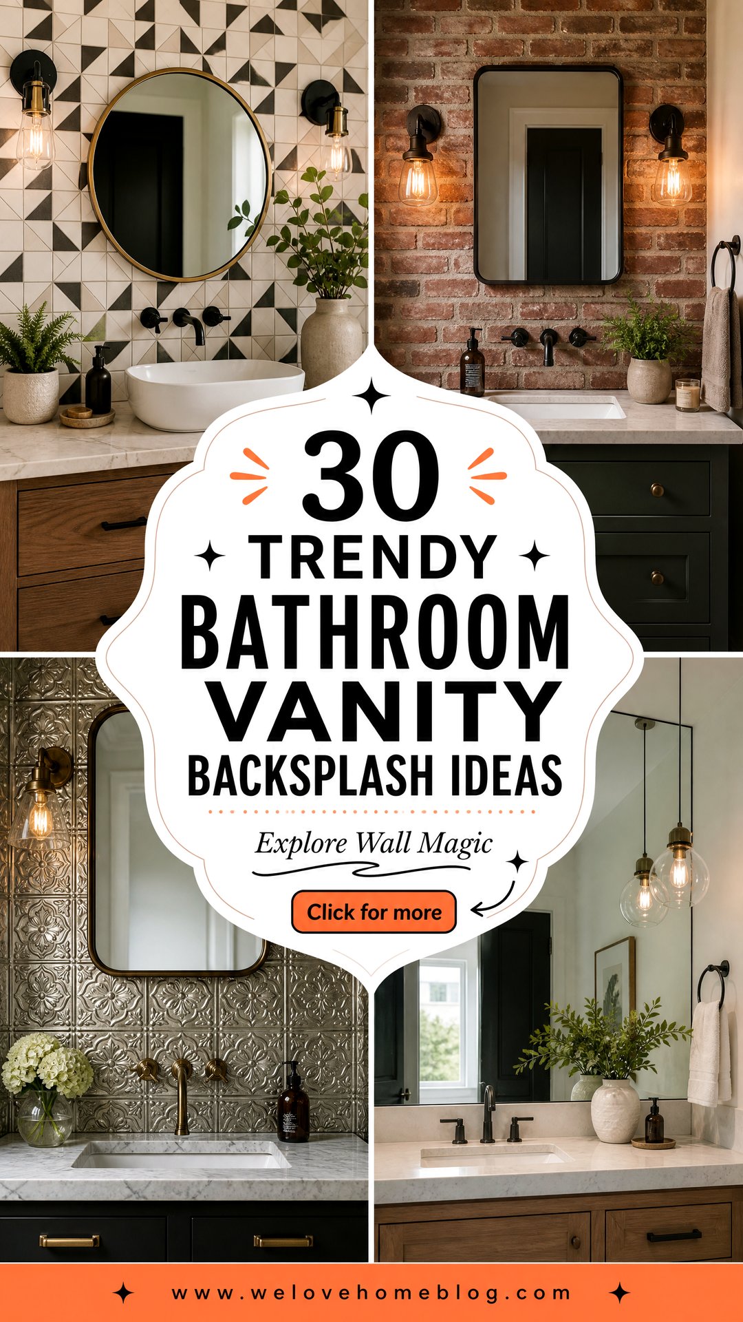 30 Trendy Bathroom Vanity Backsplash Ideas to Explore - 30 Trendy Bathroom Vanity Backsplash Ideas to Explore