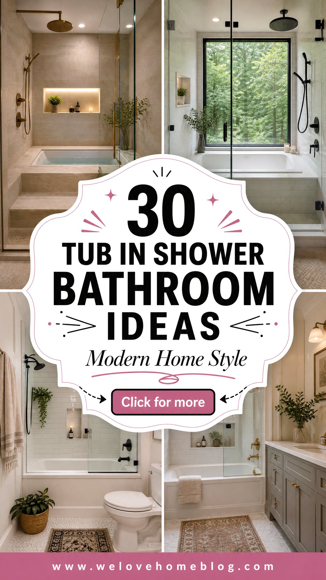 30 Tub in Shower Bathroom Ideas for Modern Homes - 30 Tub in Shower Bathroom Ideas for Modern Homes