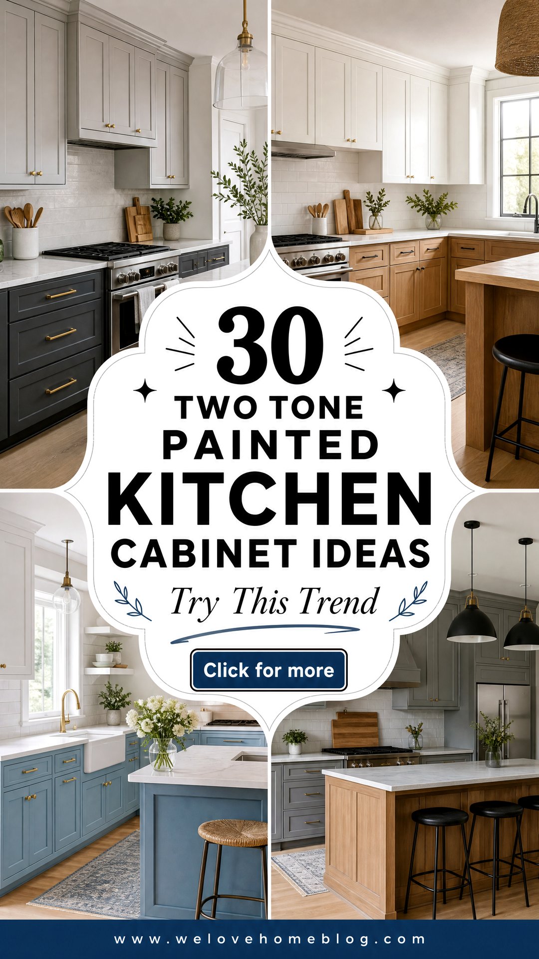 30 Two Tone Painted Kitchen Cabinet Ideas to Try - 30 Two Tone Painted Kitchen Cabinet Ideas to Try