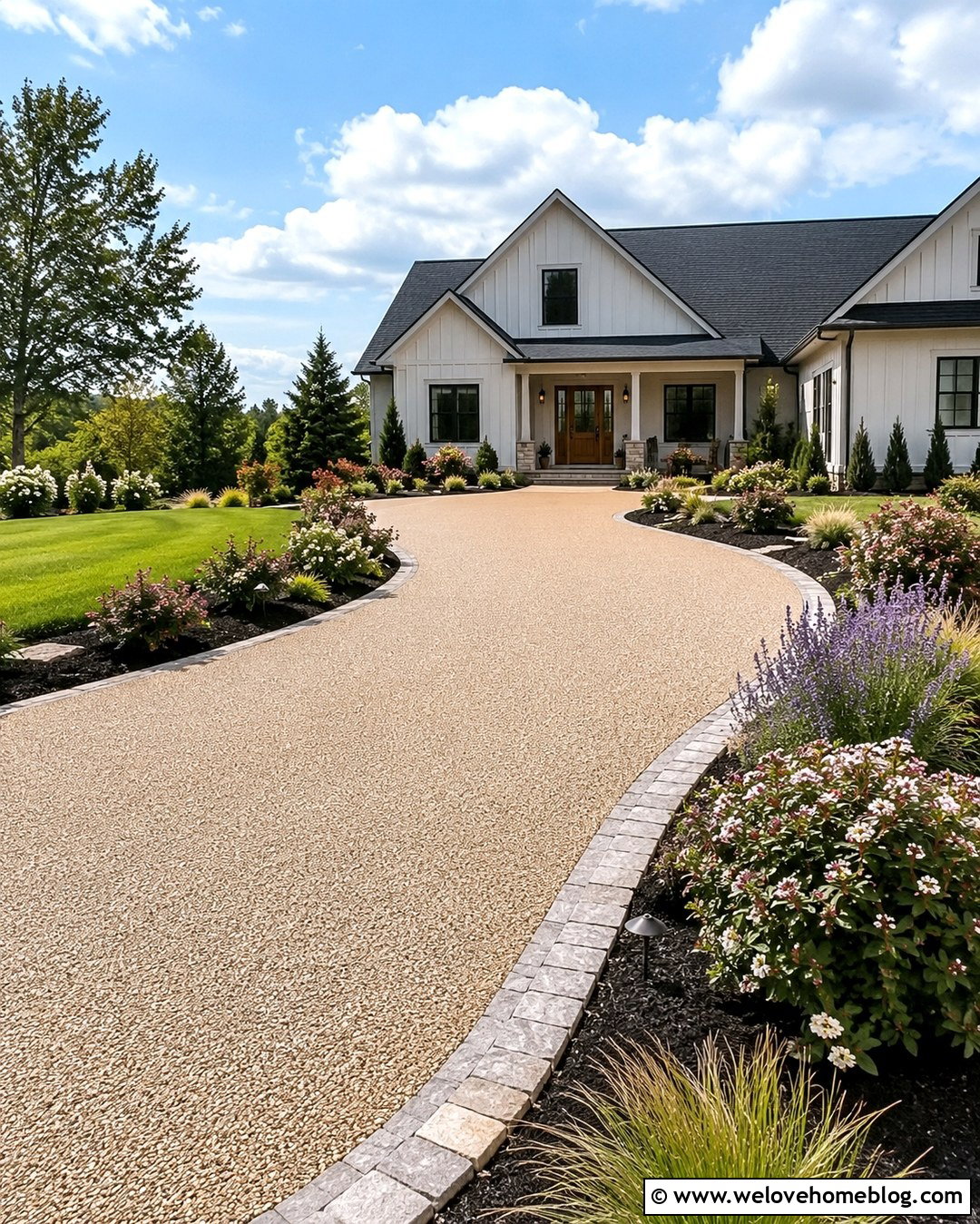 Abelia Shrubs Along A Resin Bound Driveway - 20 shrubs along driveway ideas