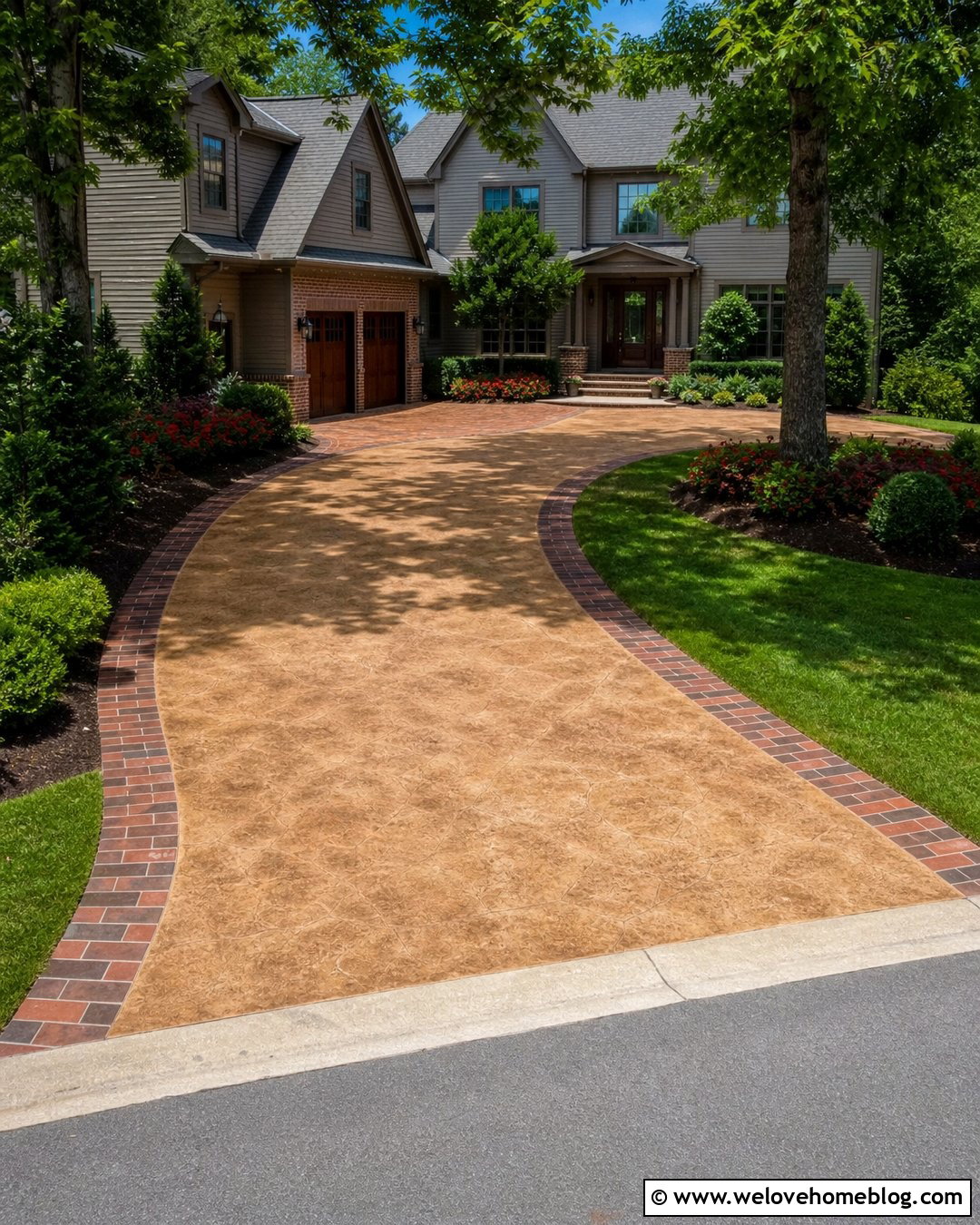 Acid Wash Concrete Driveway With Faux Brick Border - 20 acid wash concrete driveway ideas