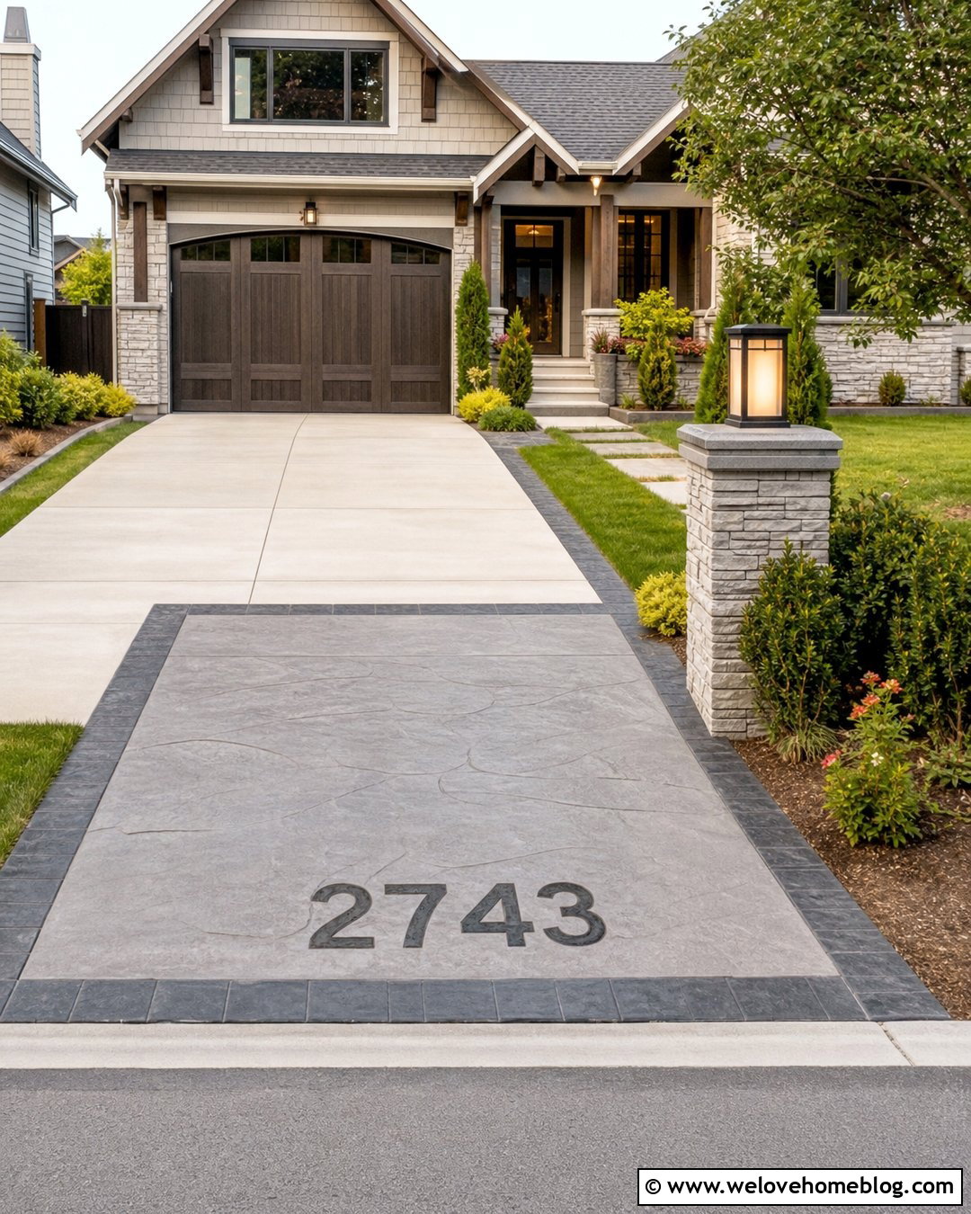 Address Number Stamped Concrete Driveway Apron - 20 stamped concrete driveway apron ideas