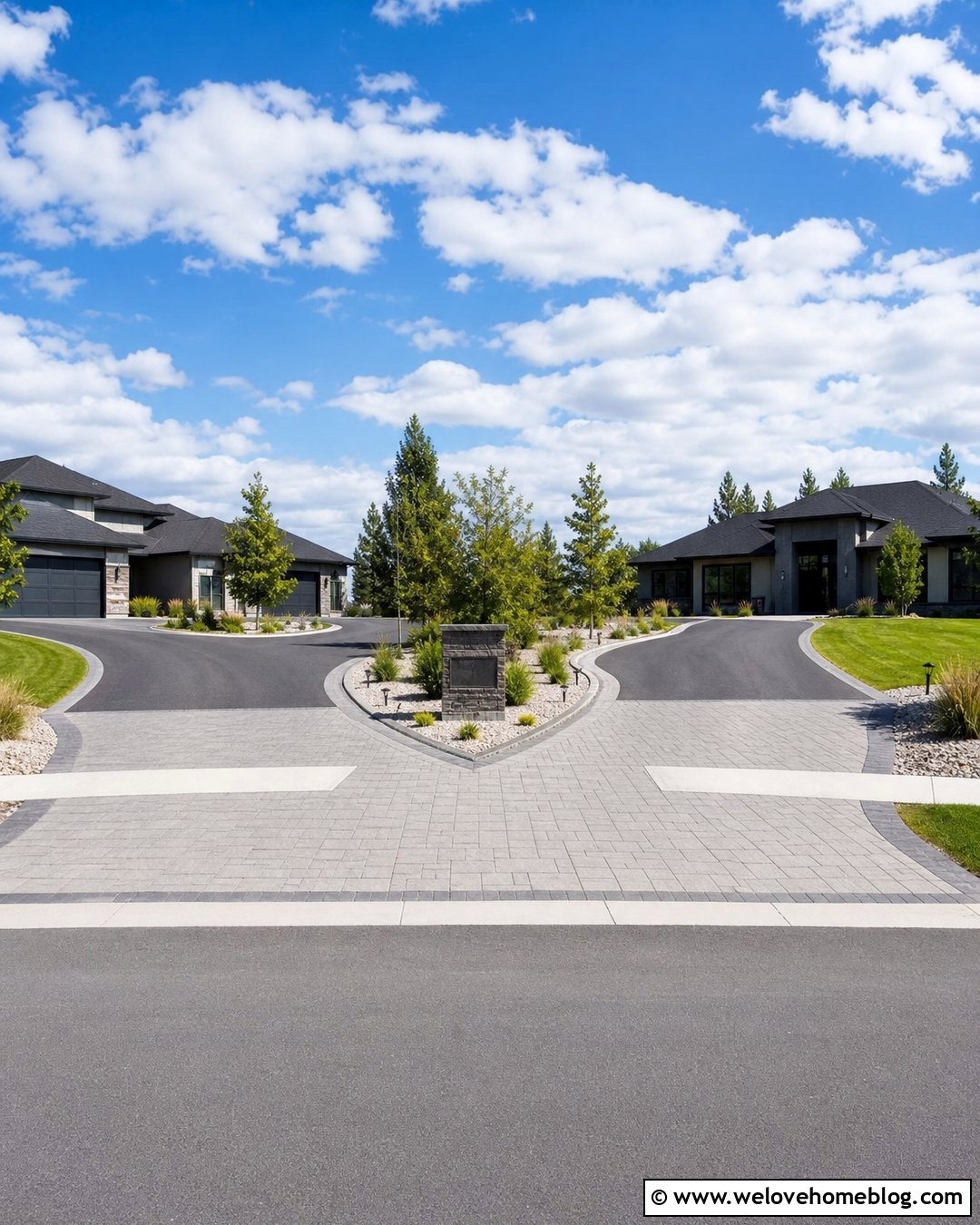 Address Sign Driveway Divider - 25 Driveway Divider Ideas
