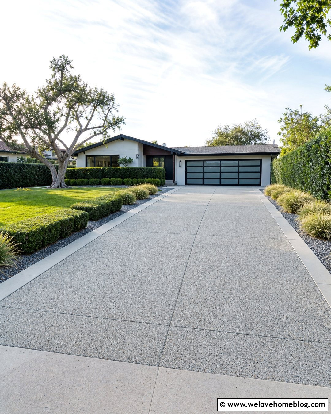 Aggregate Driveway With Minimal Landscaping - 30 Aggregate Driveway Ideas