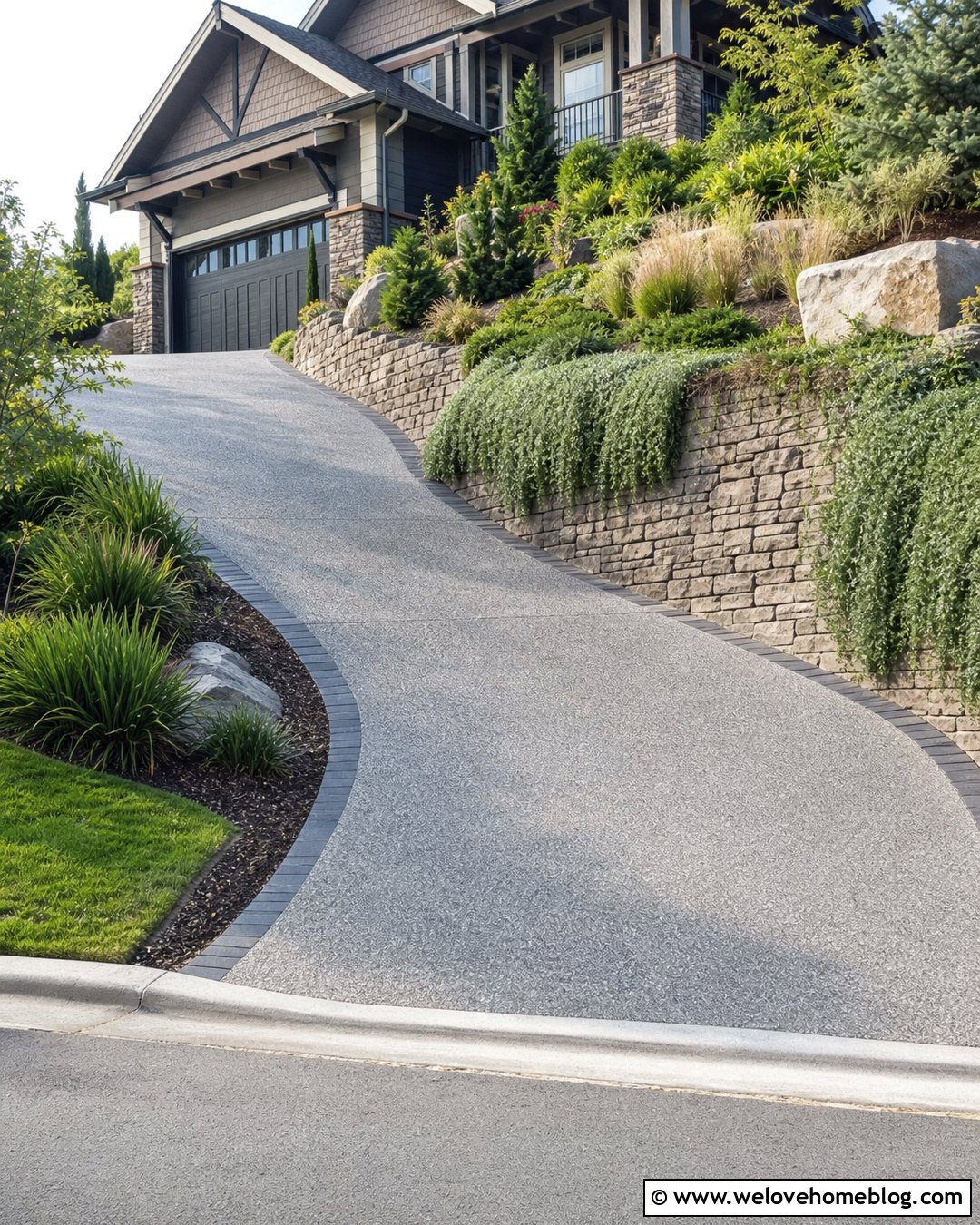 Aggregate Driveway With Retaining Wall - 30 Aggregate Driveway Ideas