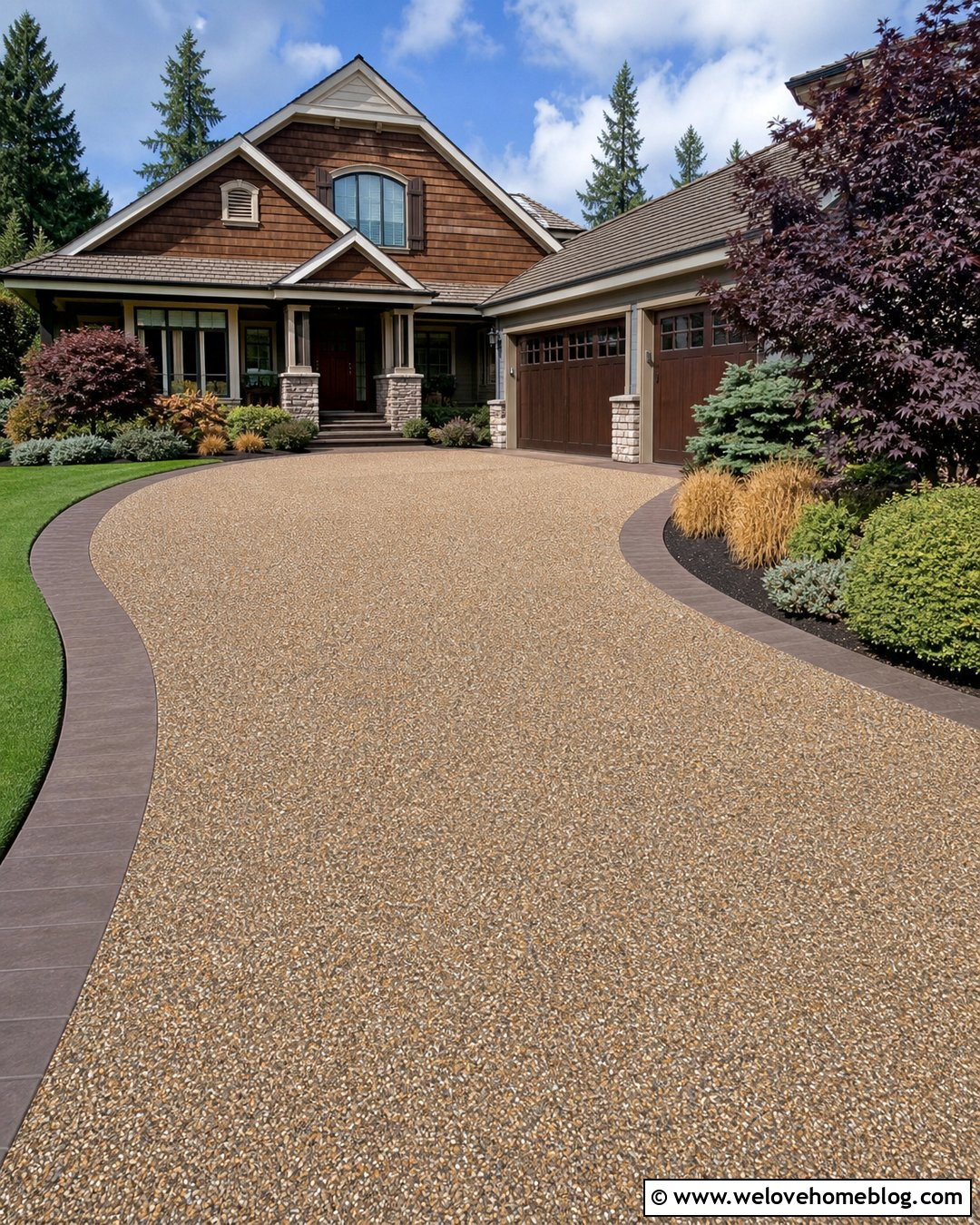 Aggregate Driveway With Warm Stone Mix - 30 Aggregate Driveway Ideas
