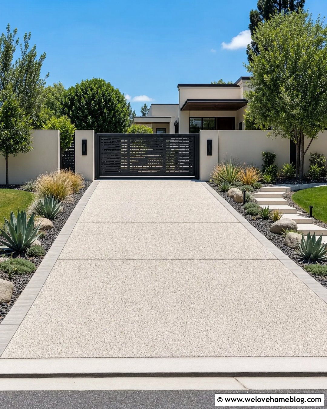 Aluminum Driveway Gate With Geometric Panels - 25 Driveway Gate Design Ideas