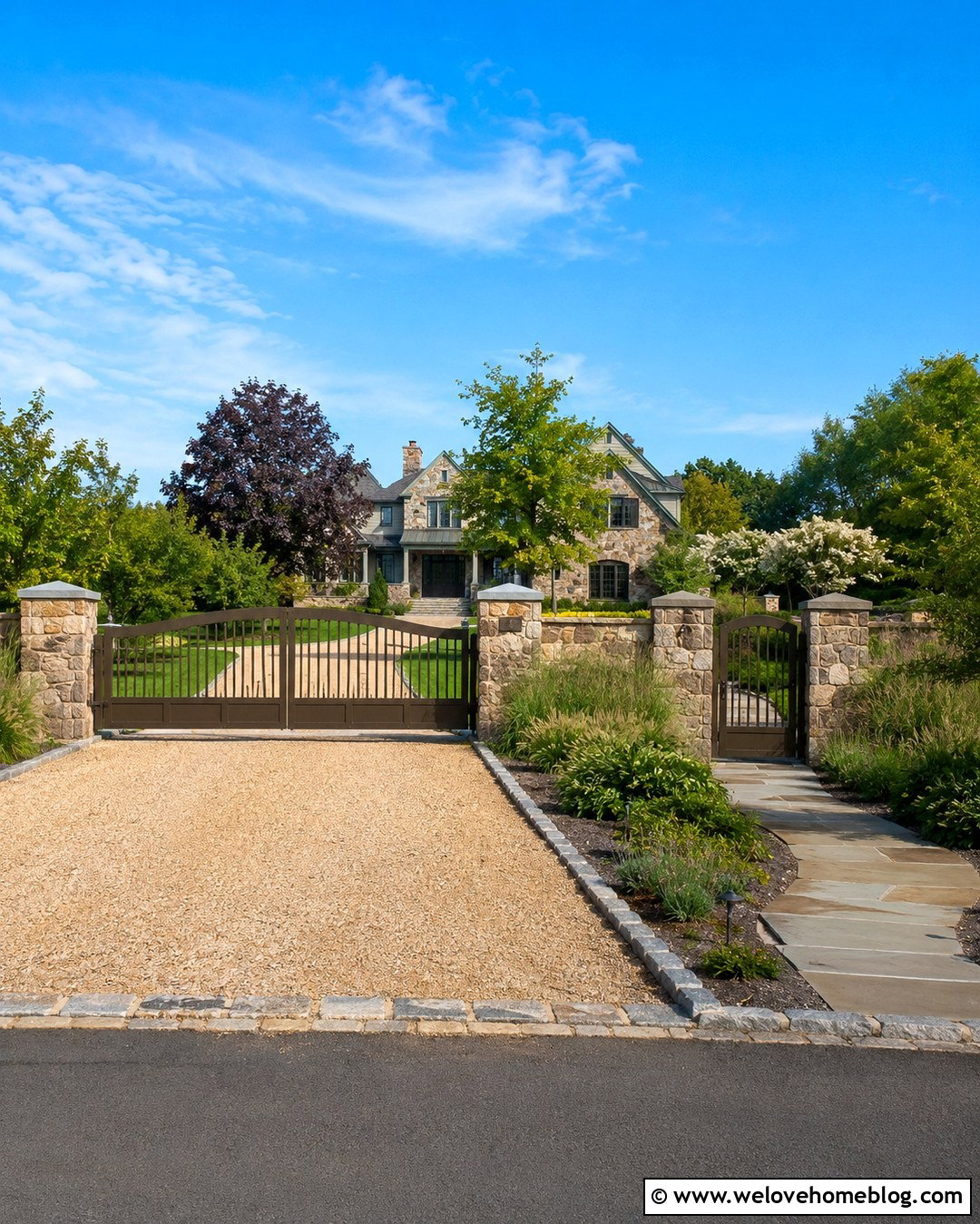 Aluminum Driveway Gate With Stone Pillars - 20 driveway & walkway aluminum gates ideas