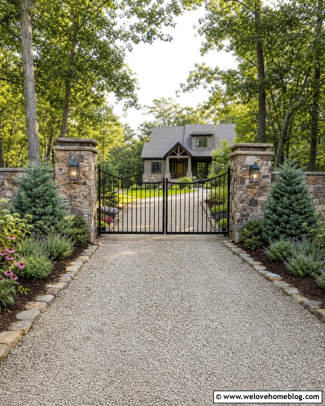 Aluminum Gate With Stone Pillars - 30 aluminum driveway gates ideas