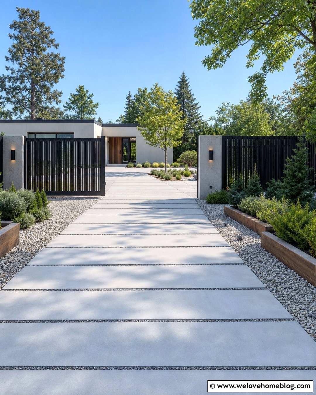 Aluminum Vertical Driveway Gate With Paver Driveway - 20 Vertical Driveway Gate Ideas