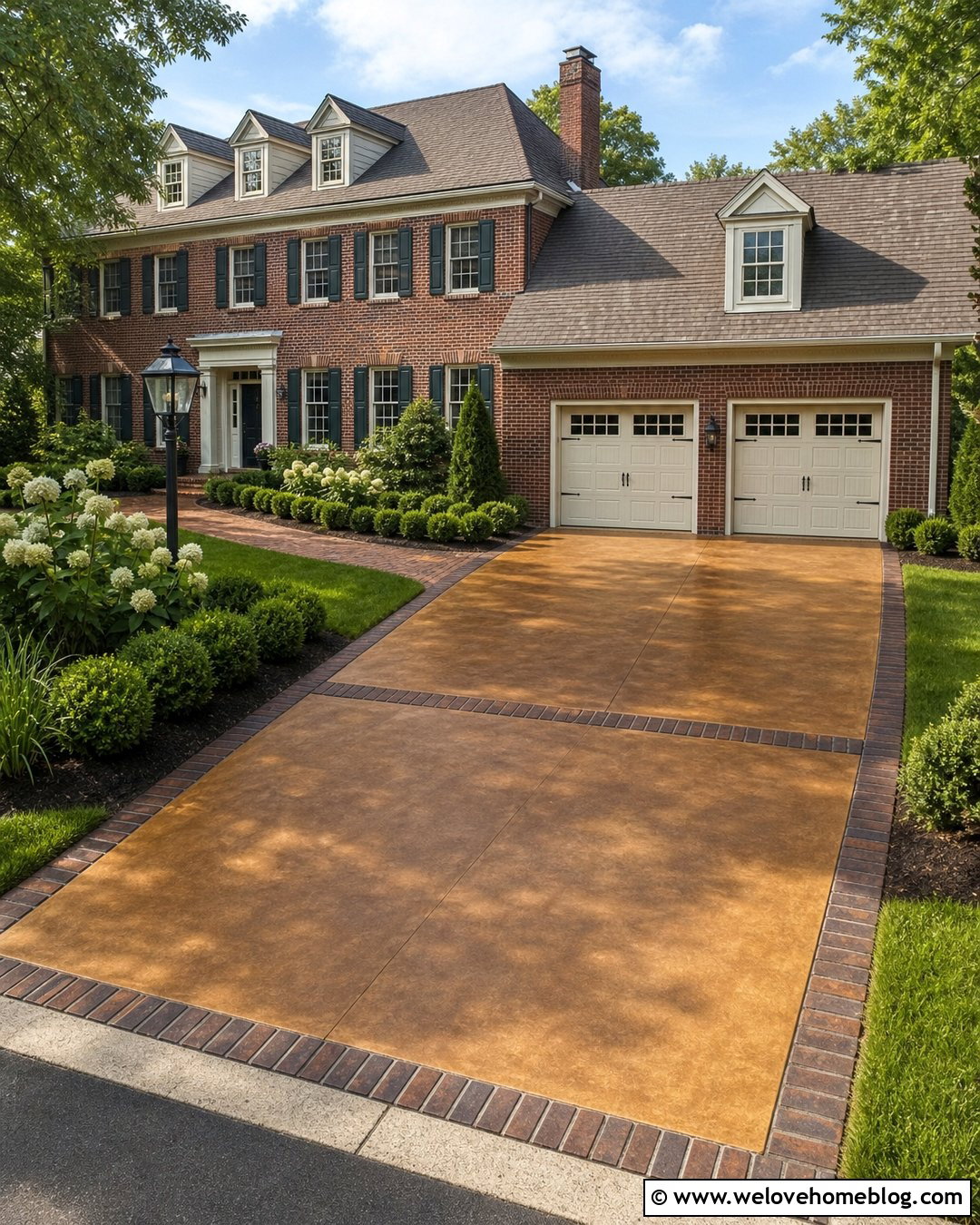 Amber Acid Stain Concrete Driveway With Brick Border - 20 acid stain concrete driveway ideas