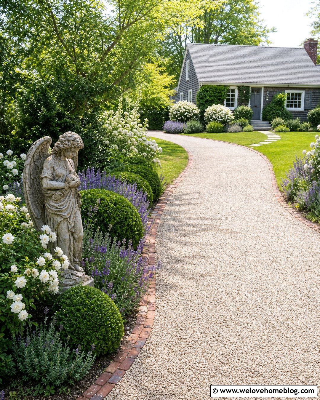 Angel Statues in a Cottage Driveway Garden - 20 Driveway Statues Ideas