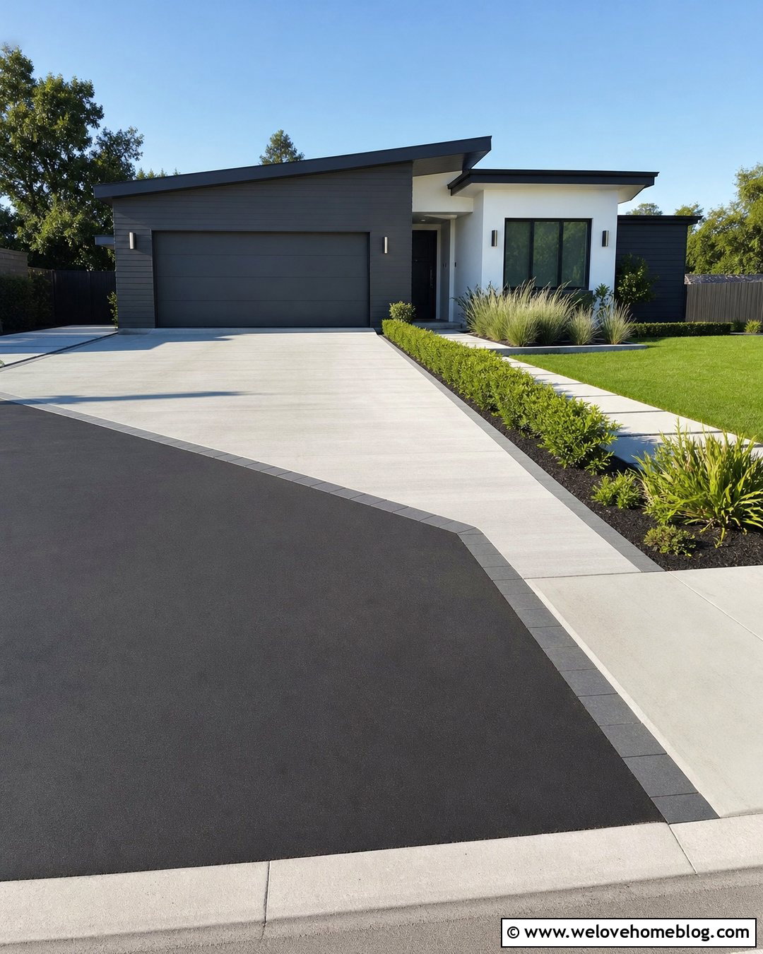 20 Half Concrete Half Asphalt Driveway Ideas That Blend Beautifully