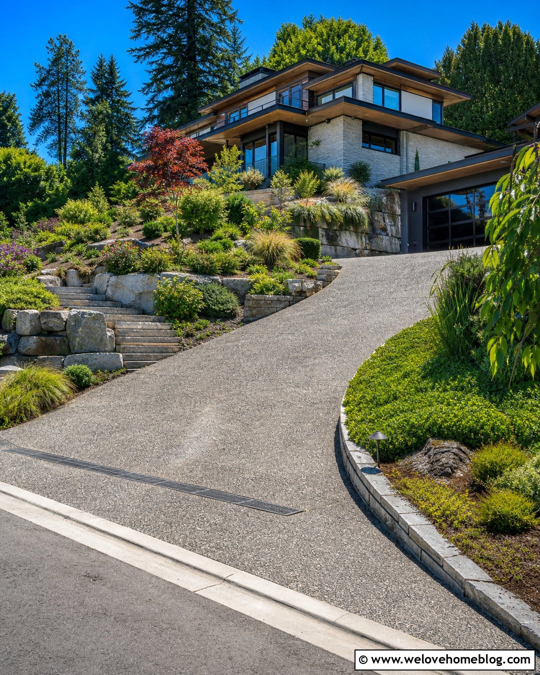 Angled Driveway With Retaining Wall - 20 Angled Driveway Ideas