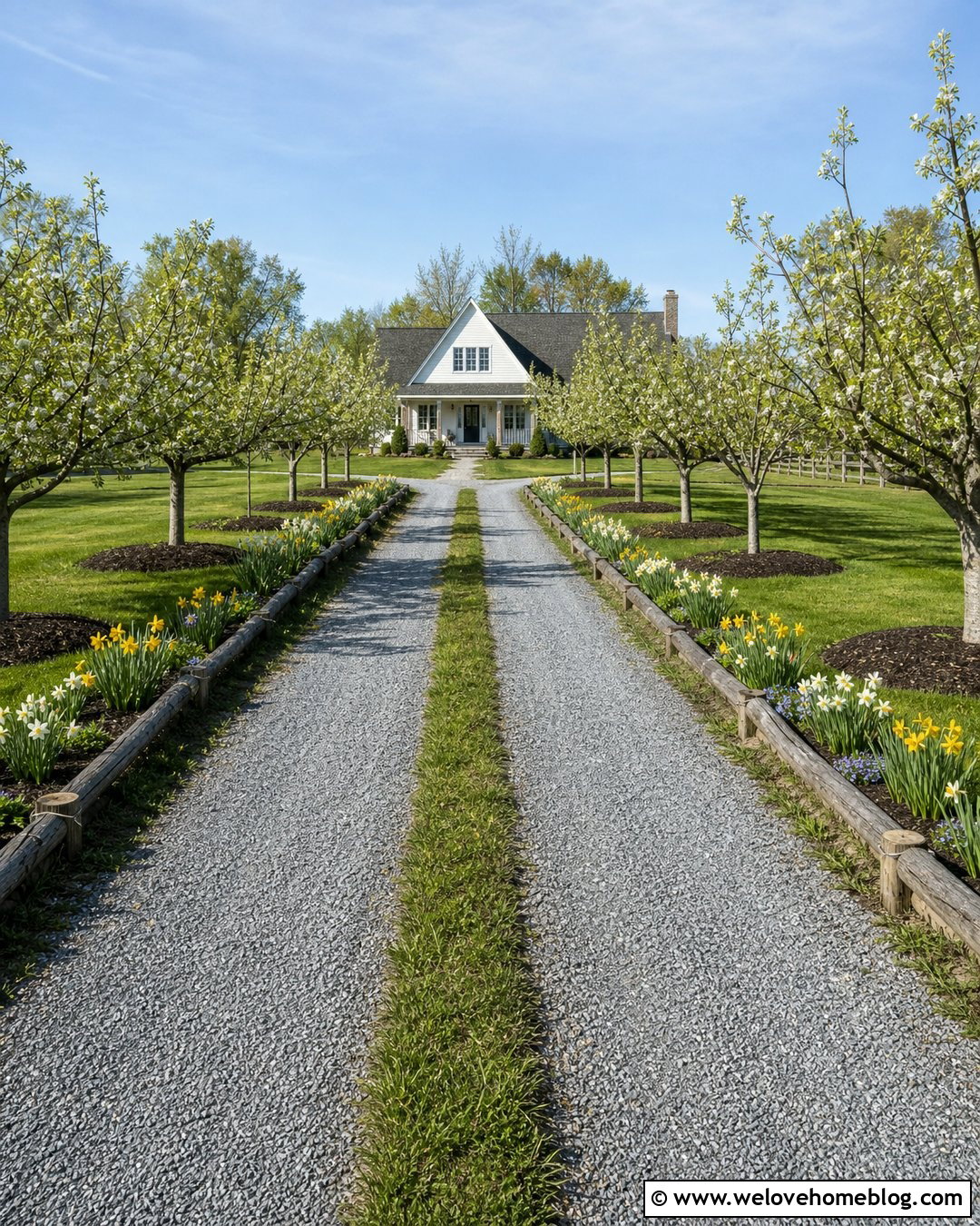 Apple Tree Lined Country Driveway - 40 Tree Lined Driveway Ideas