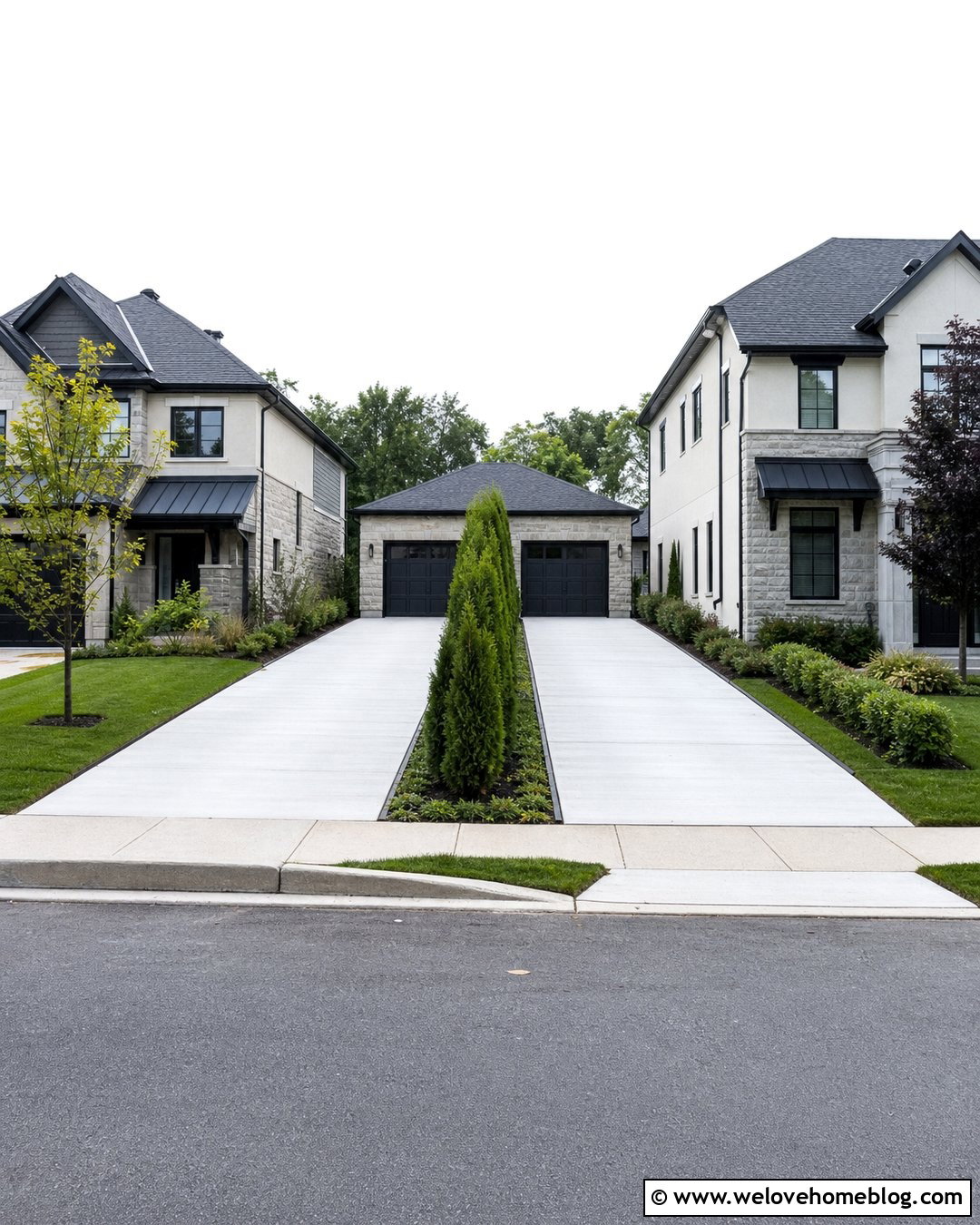 Arborvitae Shared Driveway Privacy Divider - 30 shared driveway divider ideas