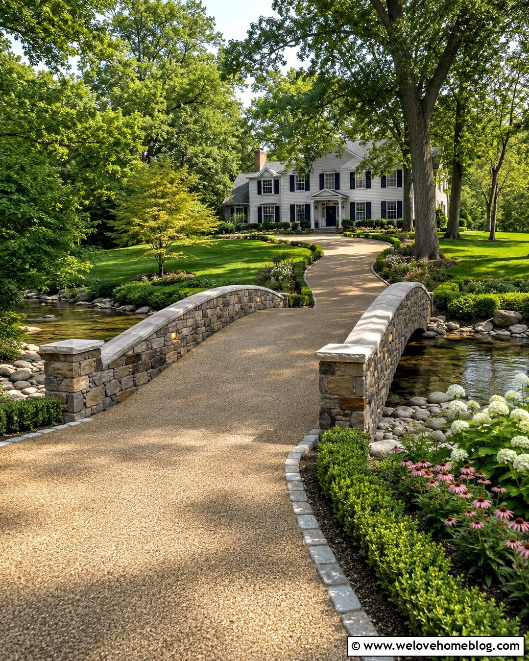 Arched Driveway Bridge With Stone Railings - 20 bridge over creek driveway ideas