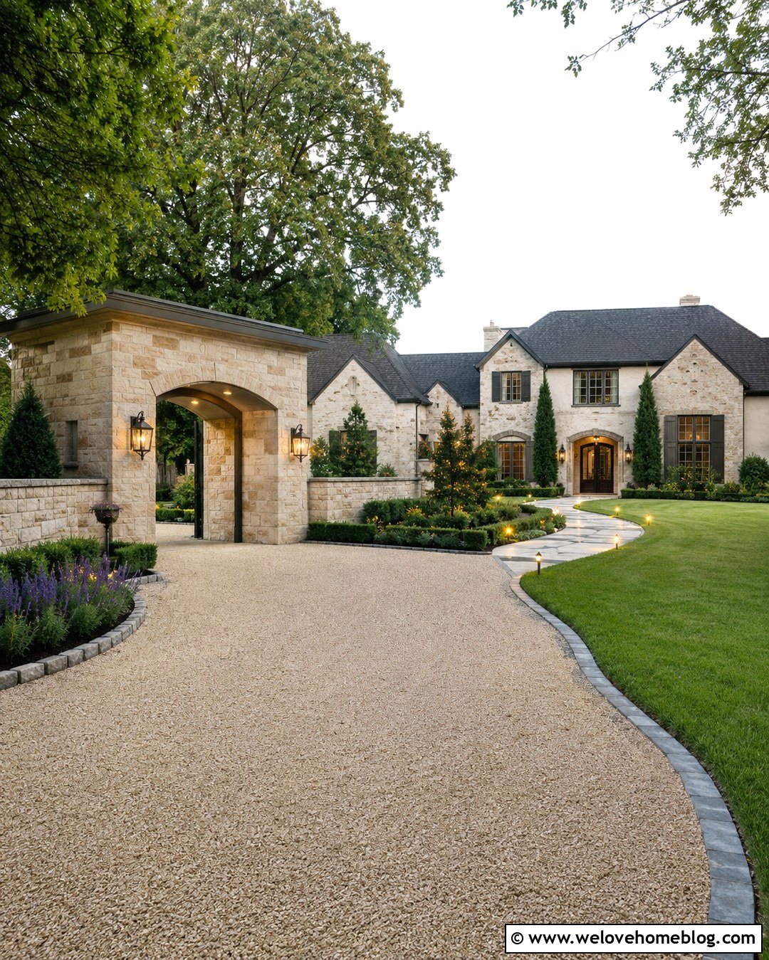 Arched Driveway Entrance With Lanterns - 20 Arched Driveway Entrance Ideas