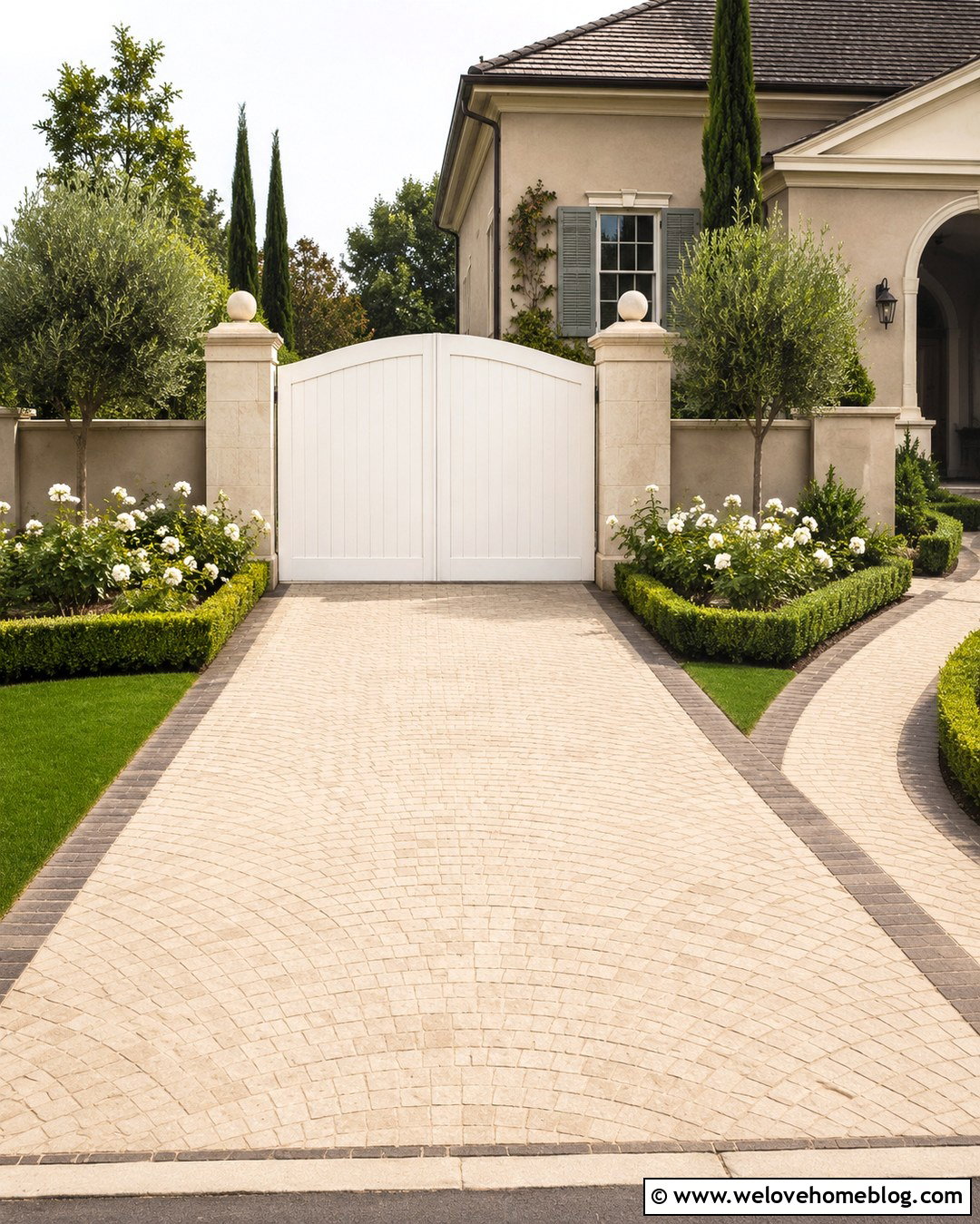 Arched Plastic Driveway Gate With Paver Driveway - 20 plastic gates for driveways ideas