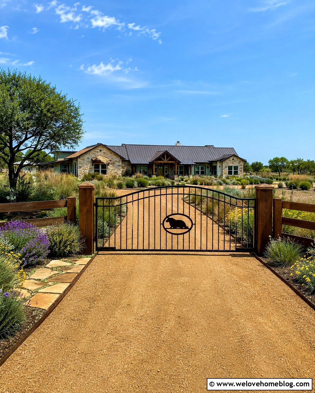 Arched Ranch Gate With Custom Brand Sign - 20 ranch style gates driveway entrance ideas