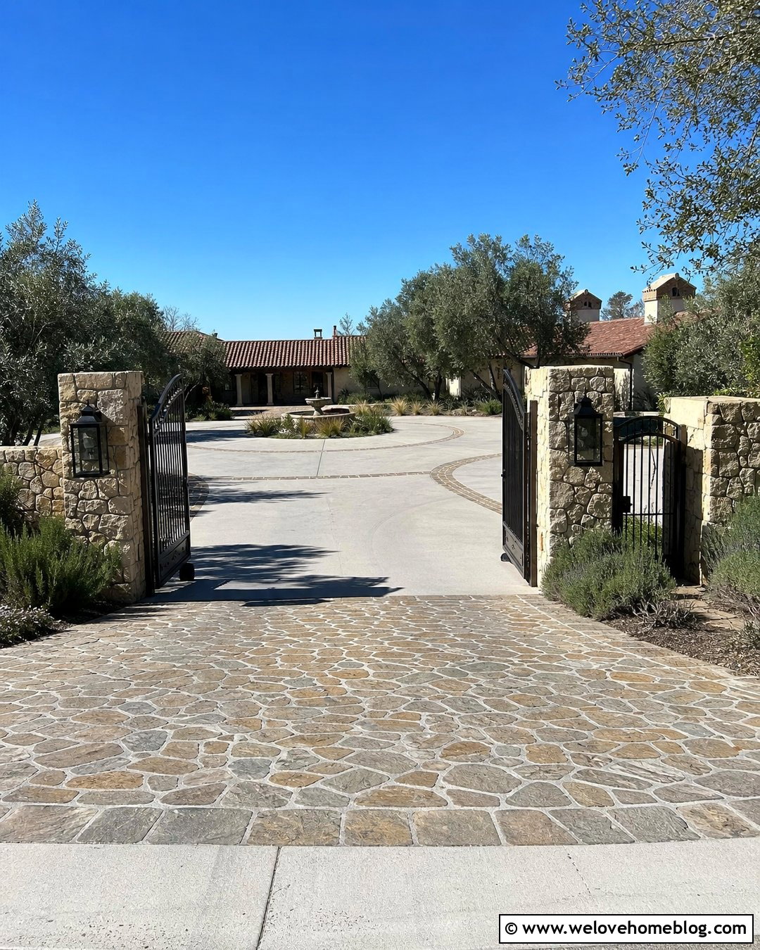 Arched Western Gate With Cobblestone Driveway Apron - 20 western gate entrance driveways ideas