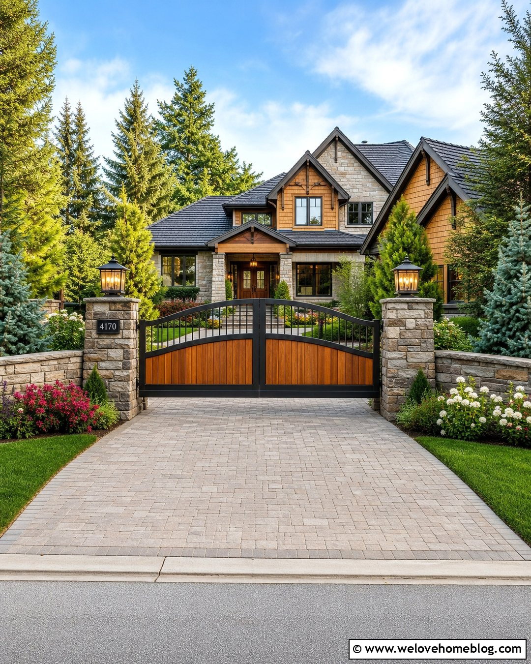 Arched Wood And Metal Driveway Gate - 40 unique driveway gates