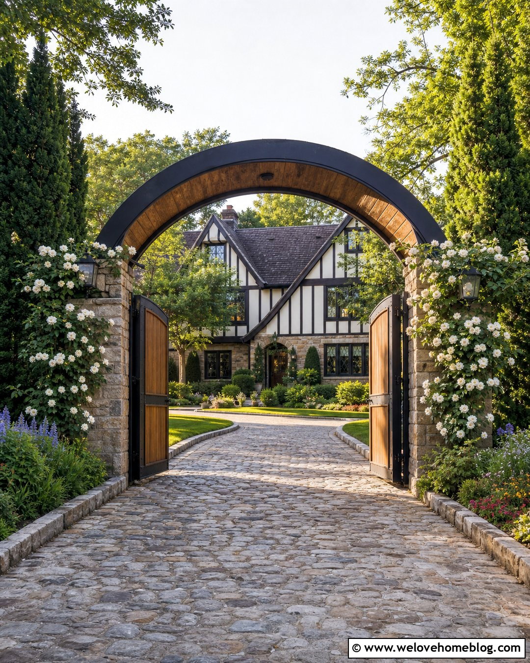 Arched Wood Driveway Gate - 35 entrance gates driveway ideas