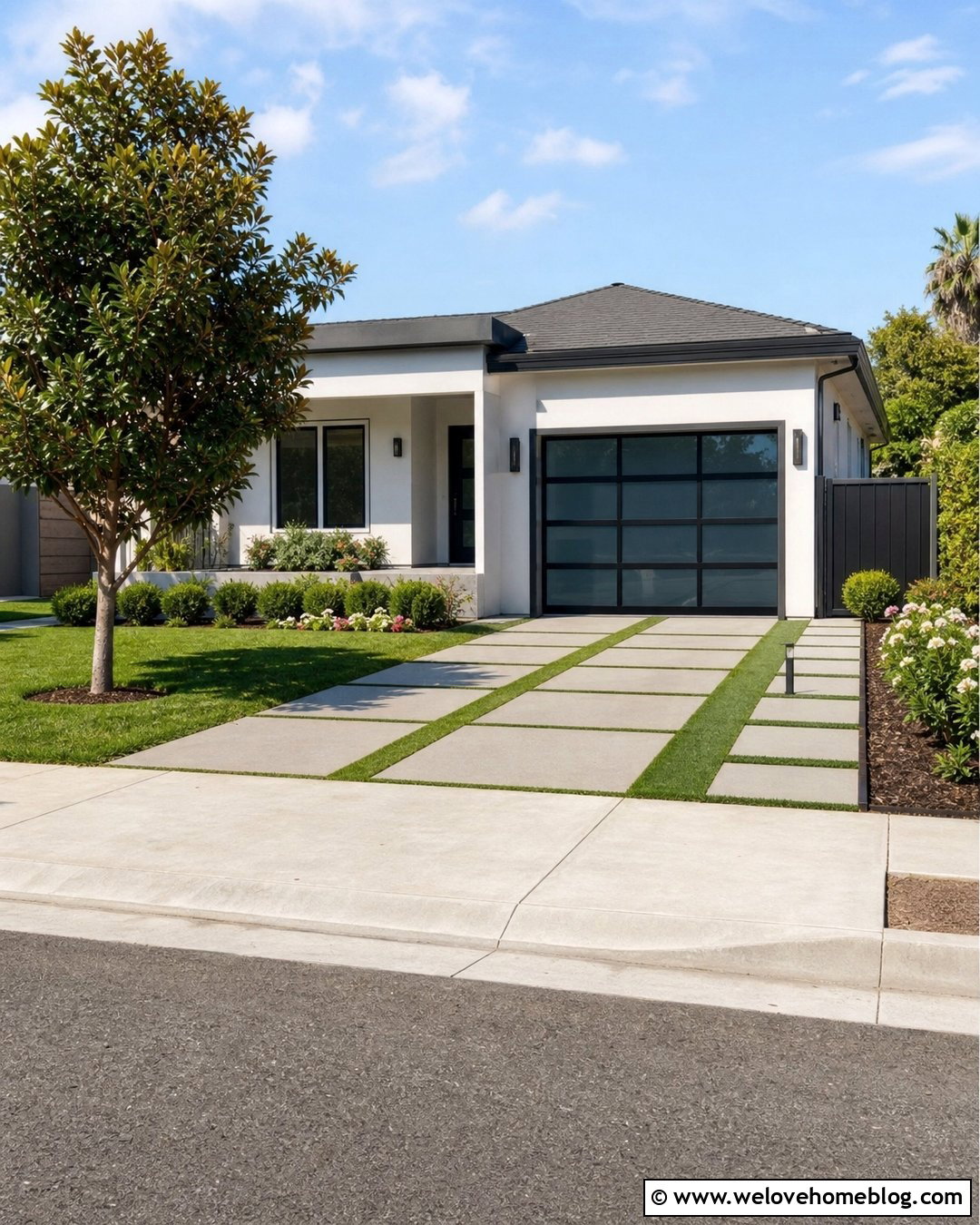 Artificial Turf Driveway With Stepping Pavers - 20 Artificial Turf Driveway Ideas