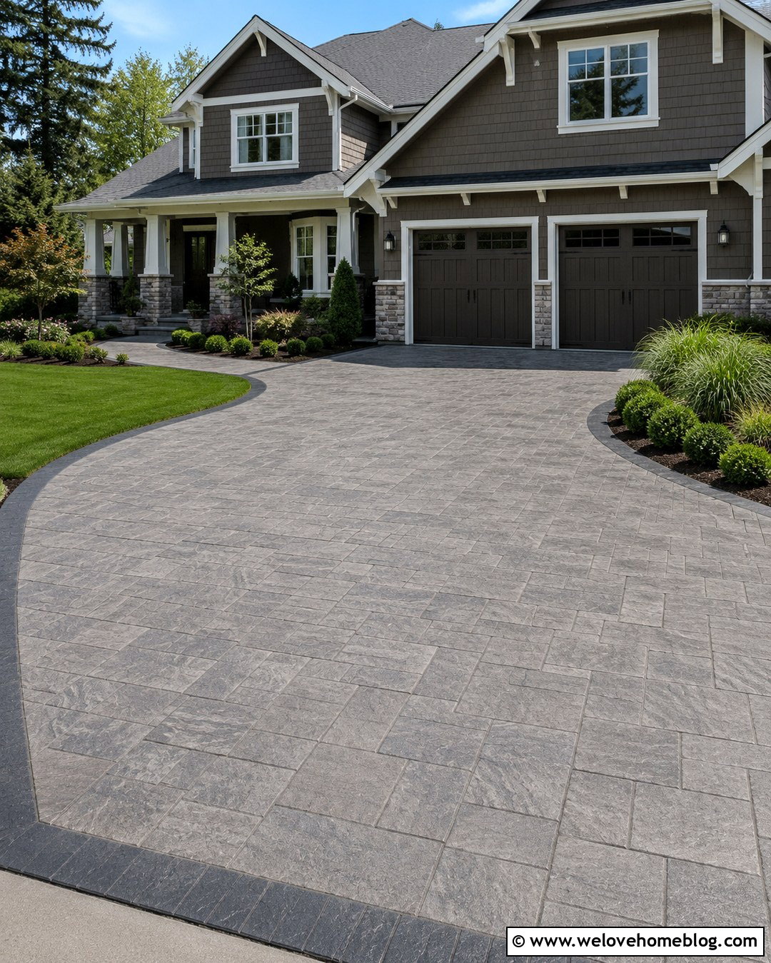 Ashlar Slate Concrete Print Driveway - 20 Concrete Print Driveways Ideas