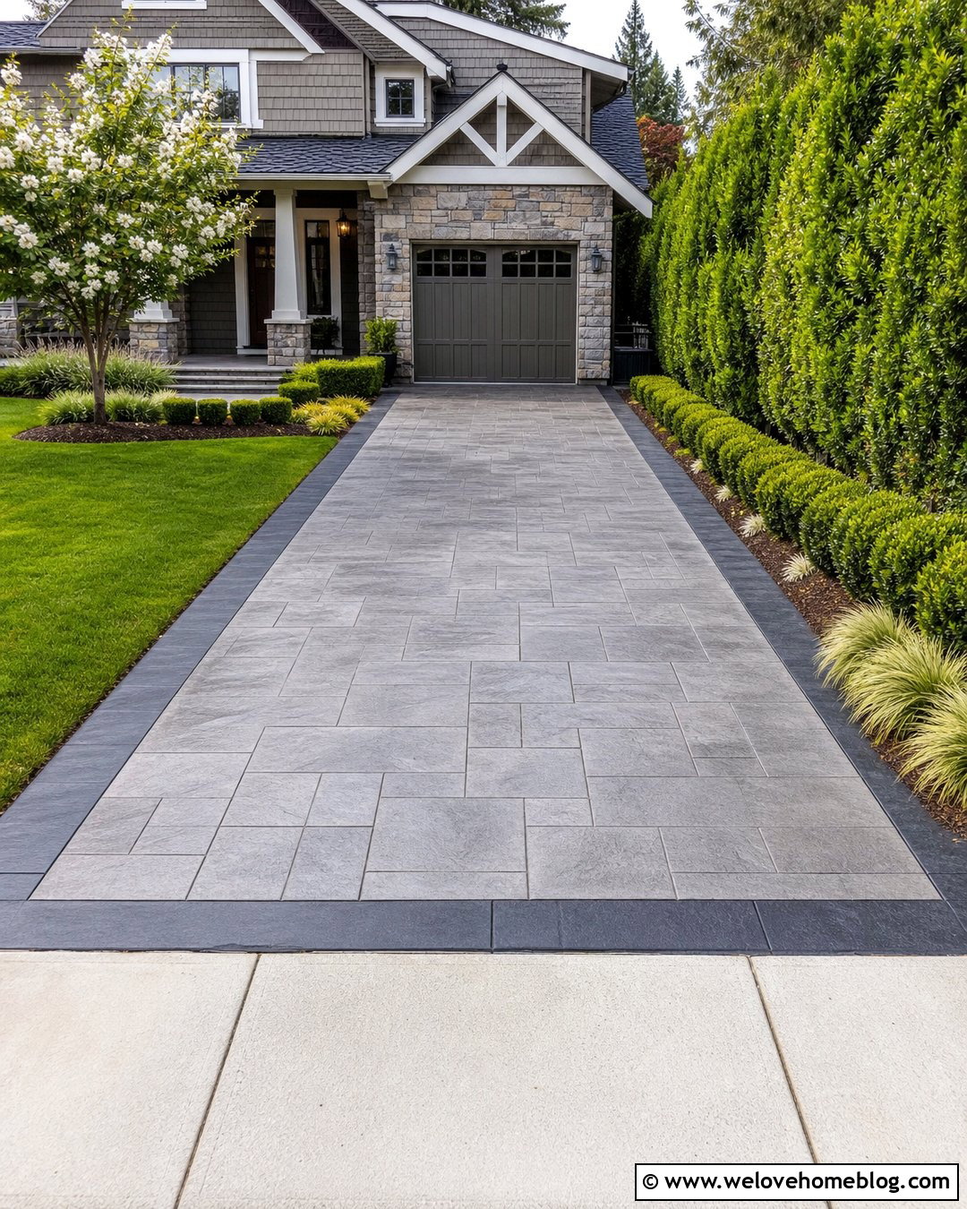 Ashlar Slate Stamped Concrete Driveway - 25 stamped driveway concrete ideas