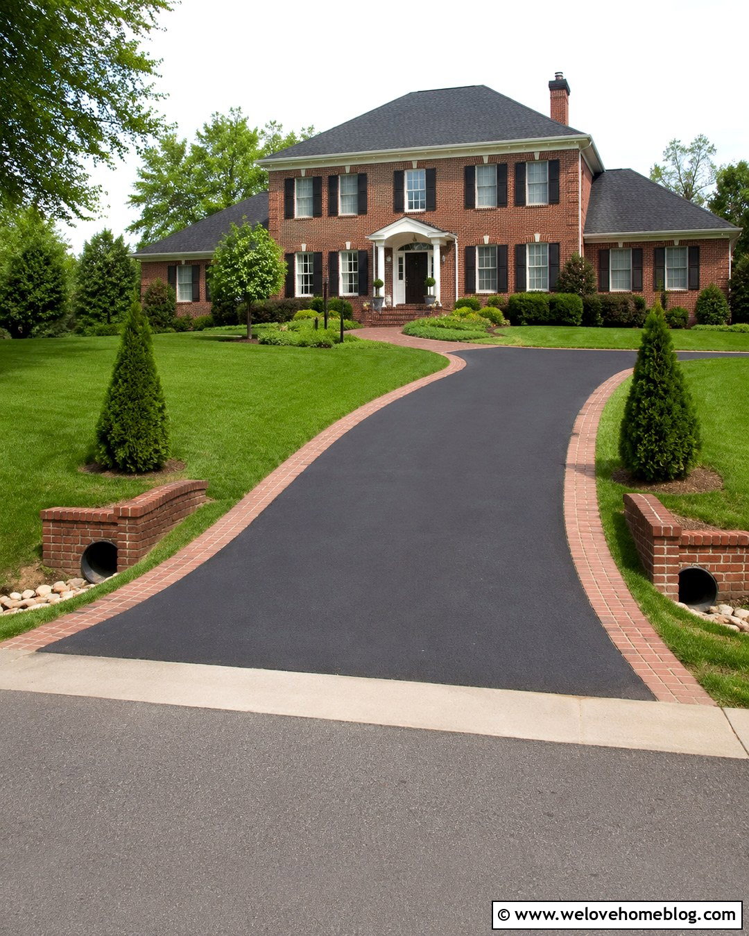 Asphalt Culvert Driveway With Brick Headwalls - 20 Culvert Driveway Ideas