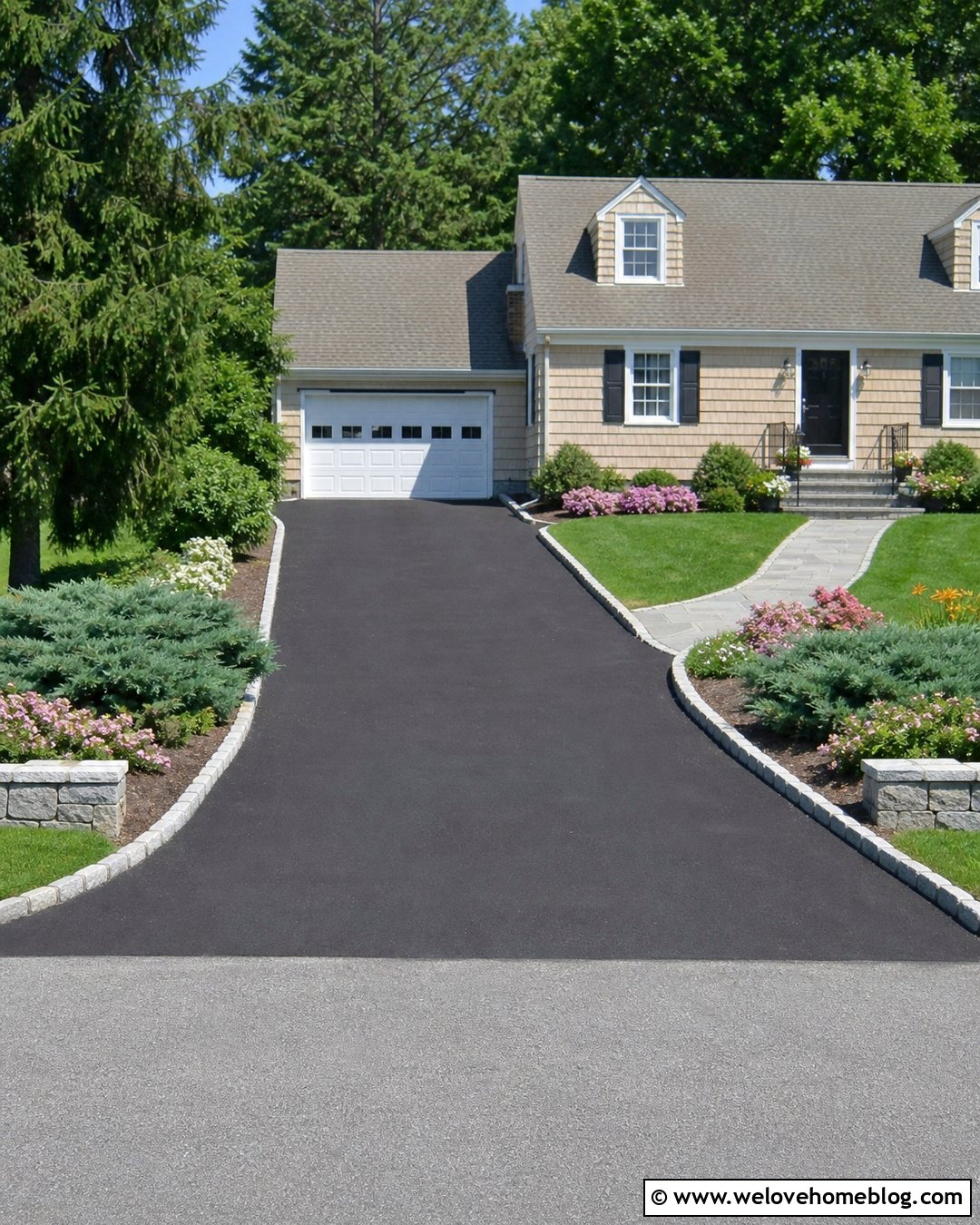 Asphalt Driveway Apron With Stone Wing Beds - 20 driveway apron landscaping ideas
