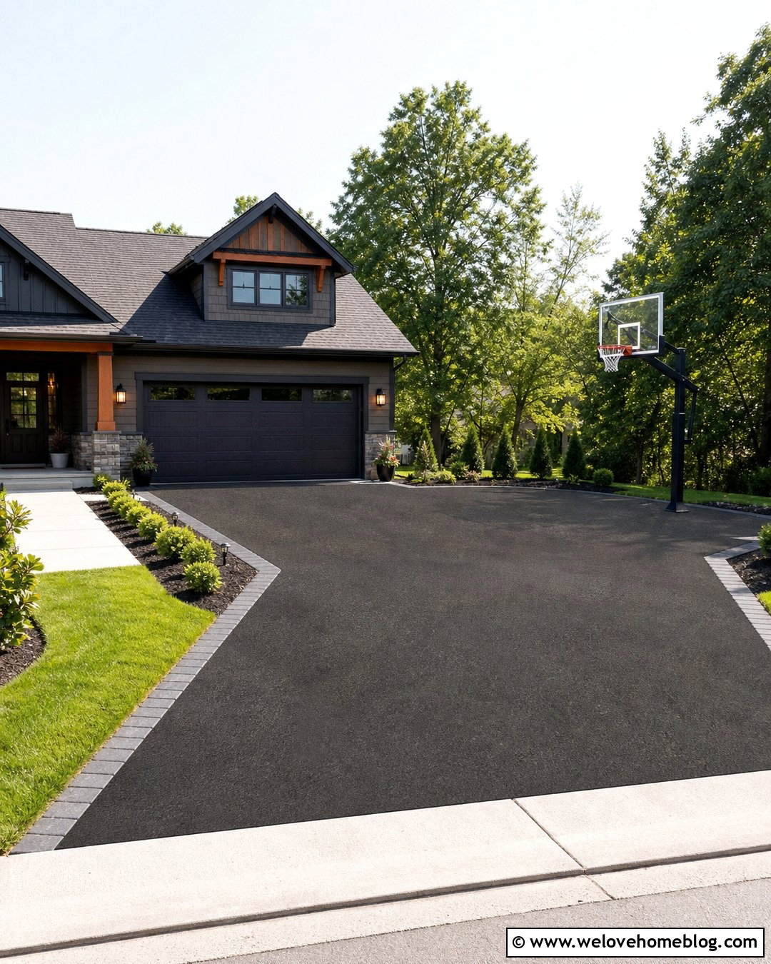 Asphalt Driveway Extension With Basketball Area - 20 Asphalt Driveway Extension Ideas
