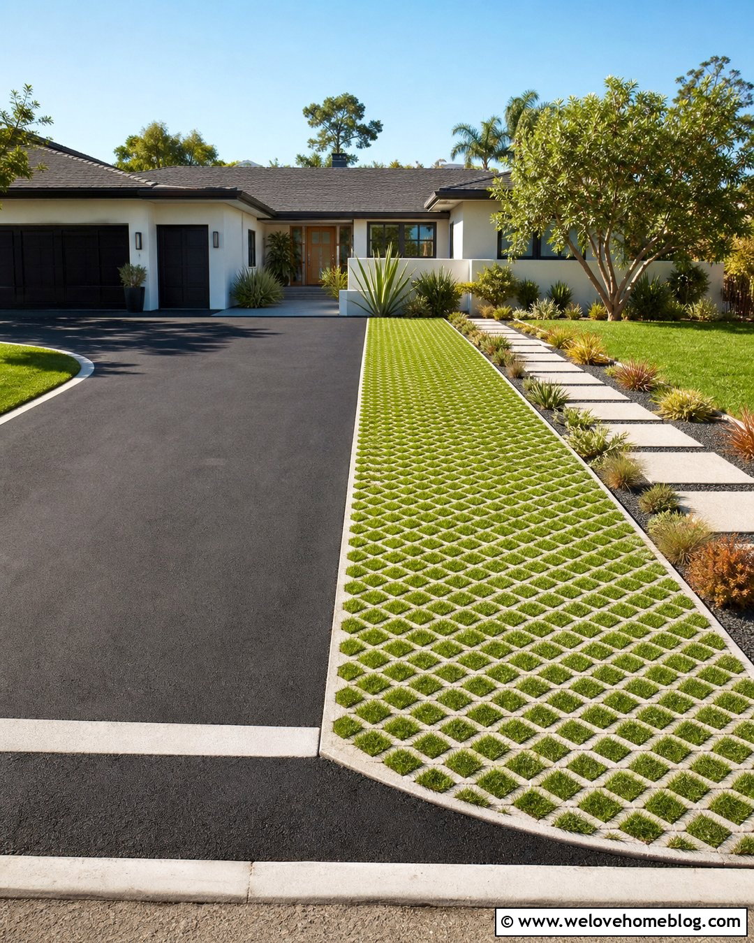 Asphalt Driveway Extension With Grass Pavers - 20 Asphalt Driveway Extension Ideas