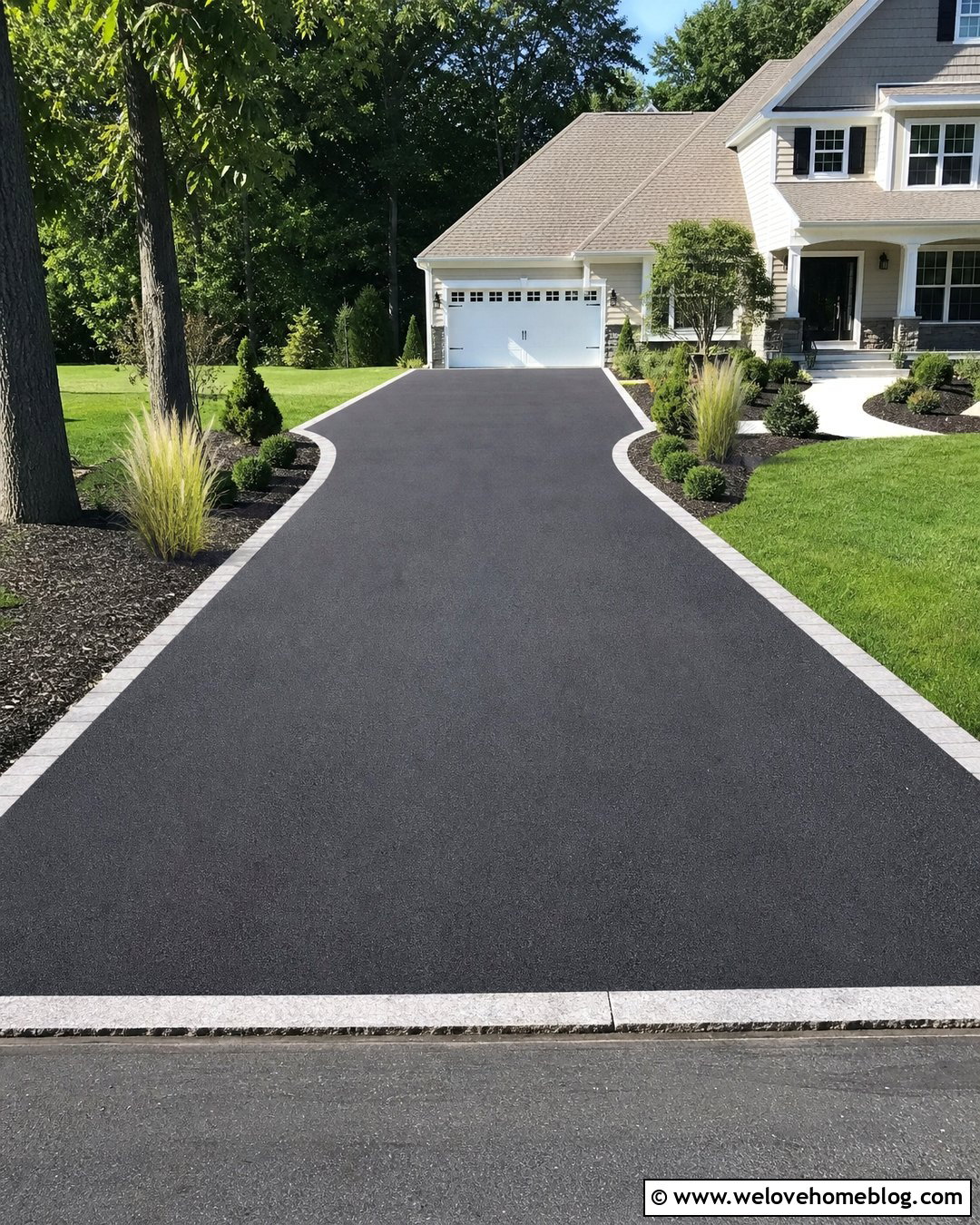 Asphalt Driveway Widening With Stone Edging - 30 Extended Driveway Ideas