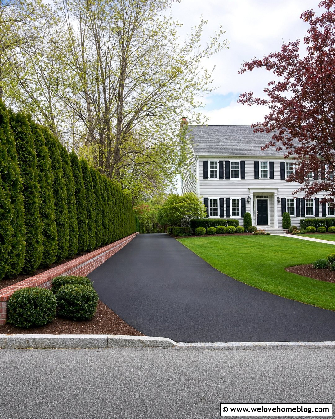 Asphalt Driveway With Arborvitae Privacy Hedge - 20 driveway privacy landscaping ideas