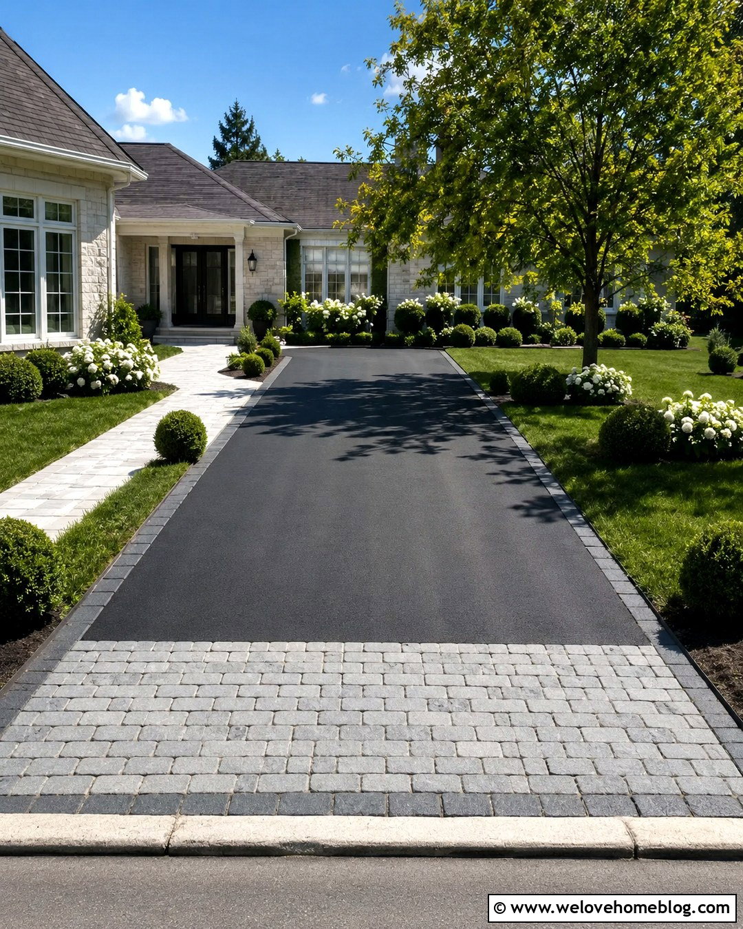 Asphalt Driveway With Belgian Block Border - 20 front driveway design ideas