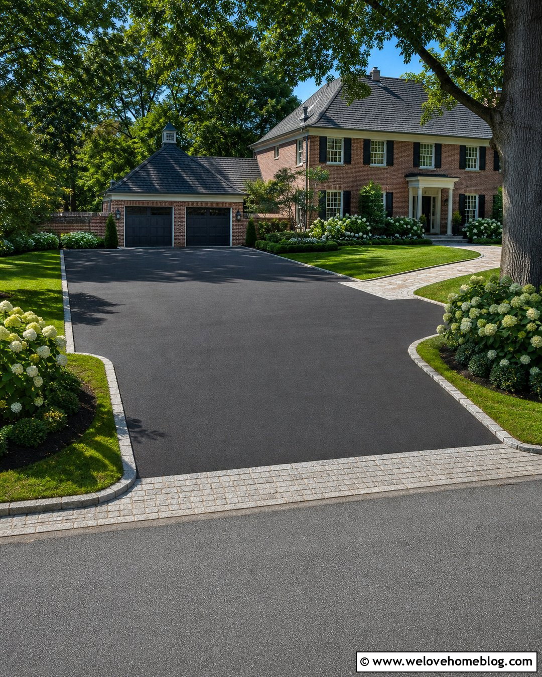 Asphalt Driveway With Belgian Block Border - 25 Driveway Inspiration Ideas