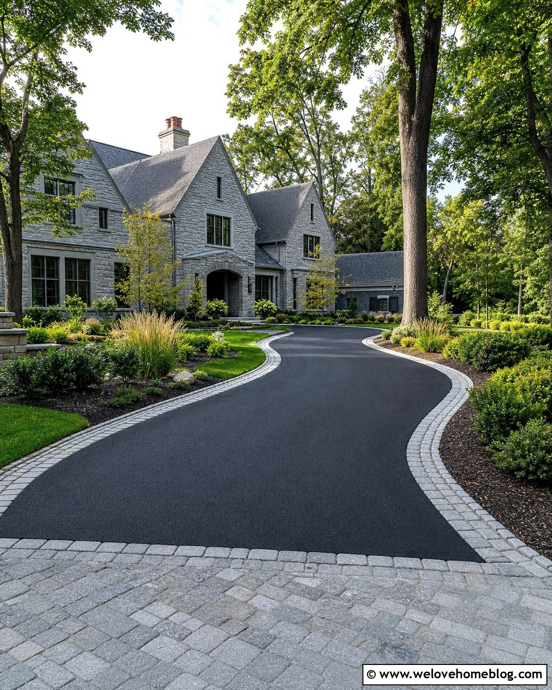 Asphalt Driveway With Belgian Block Border
