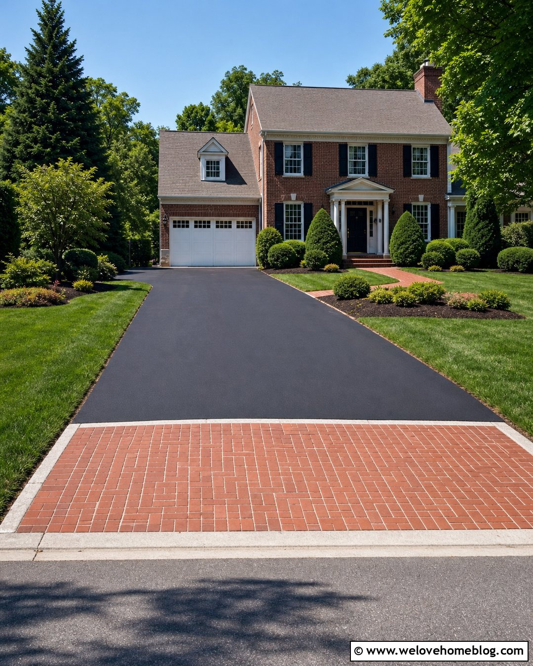 Asphalt Driveway With Brick Apron - 35 cheap driveway ideas